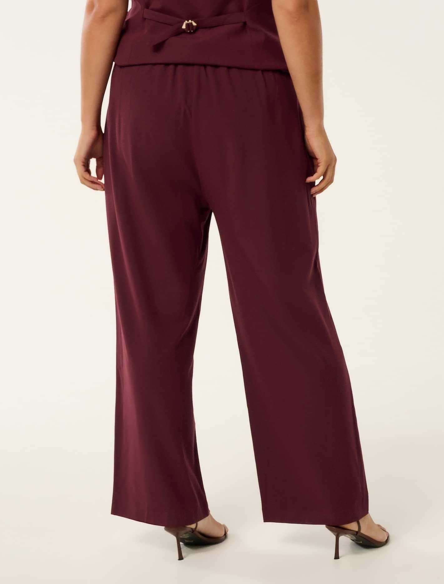 Primrose Curve High Waisted Pants Oxblood Red Suit