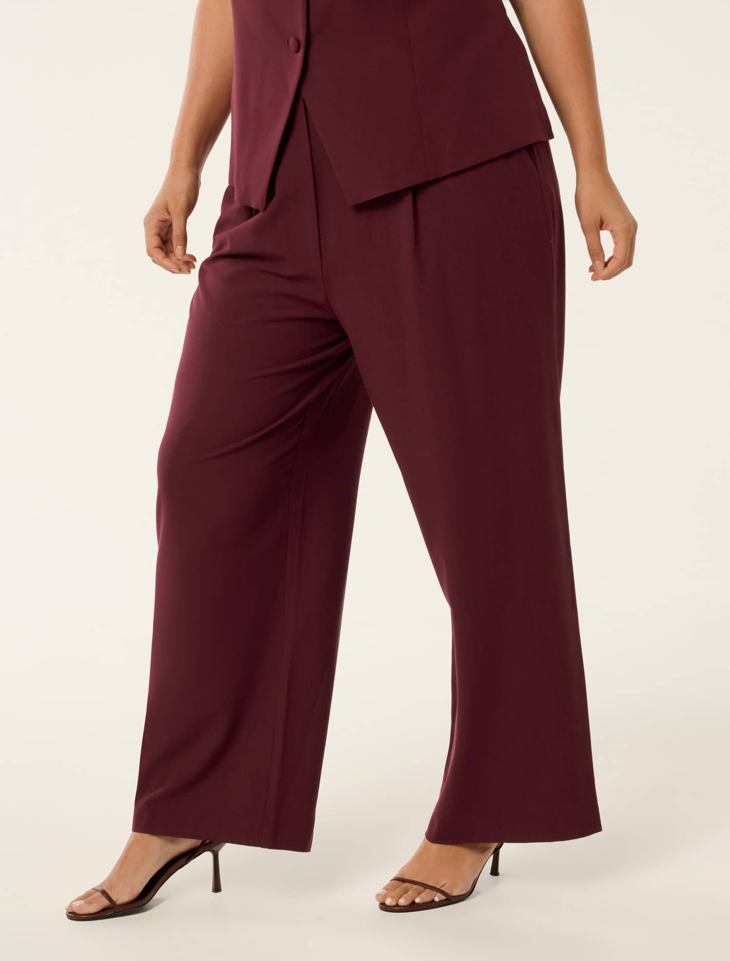 Primrose Curve High Waisted Pants Oxblood Red Suit