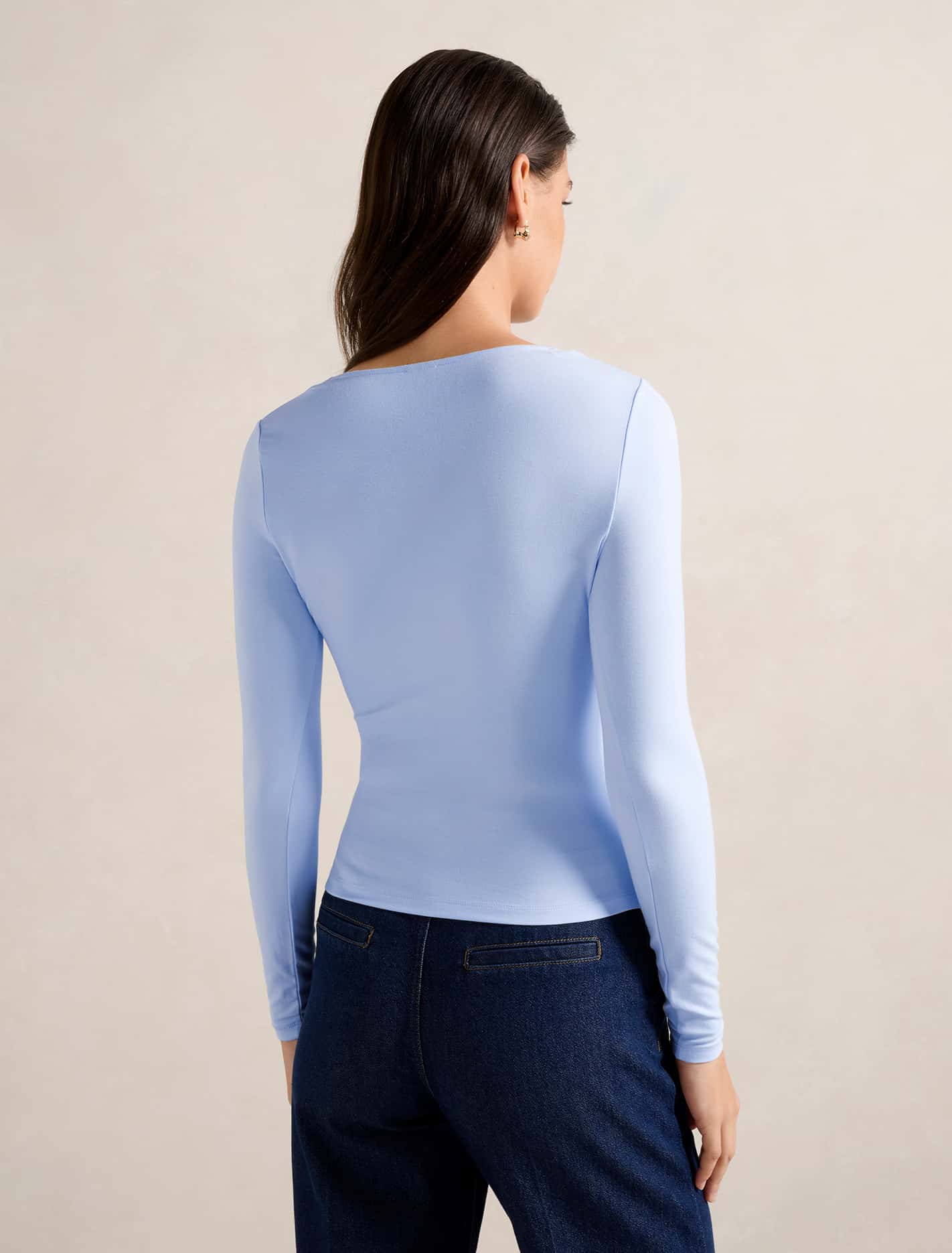 Roma Asymmetric Neck Top Cloud Blue