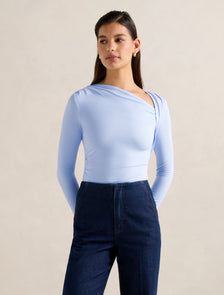 Roma Asymmetric Neck Top Cloud Blue
