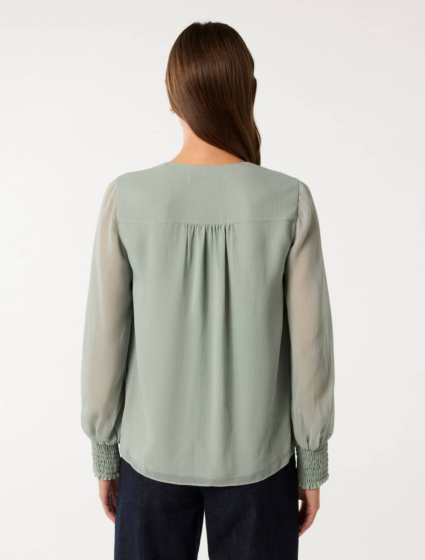 Piper Gathered Blouse Green Milieu
