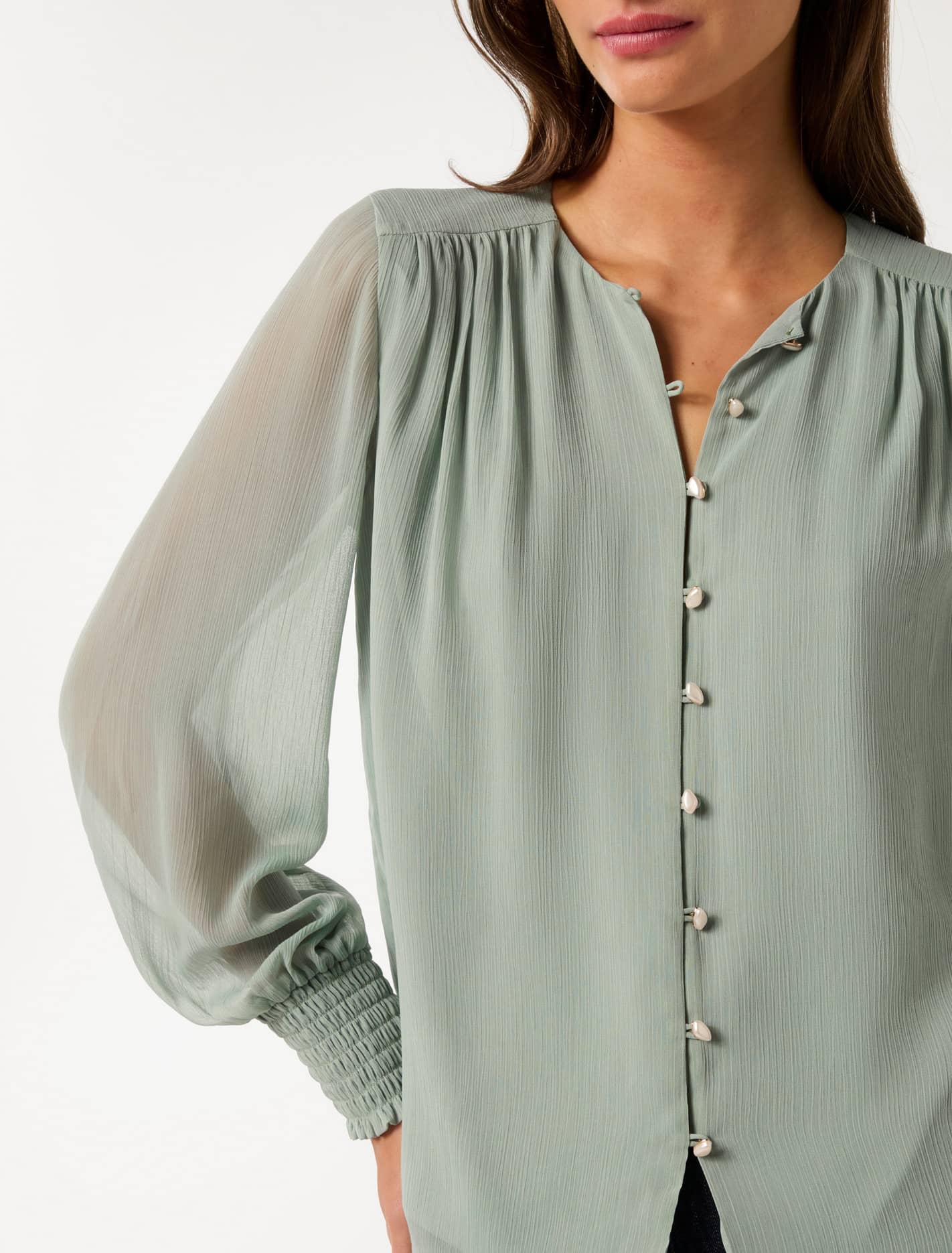 Piper Gathered Blouse Green Milieu