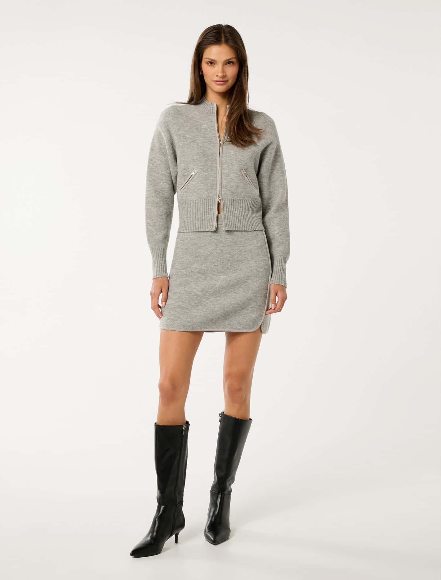 Mariella Knitted Bomber Grey