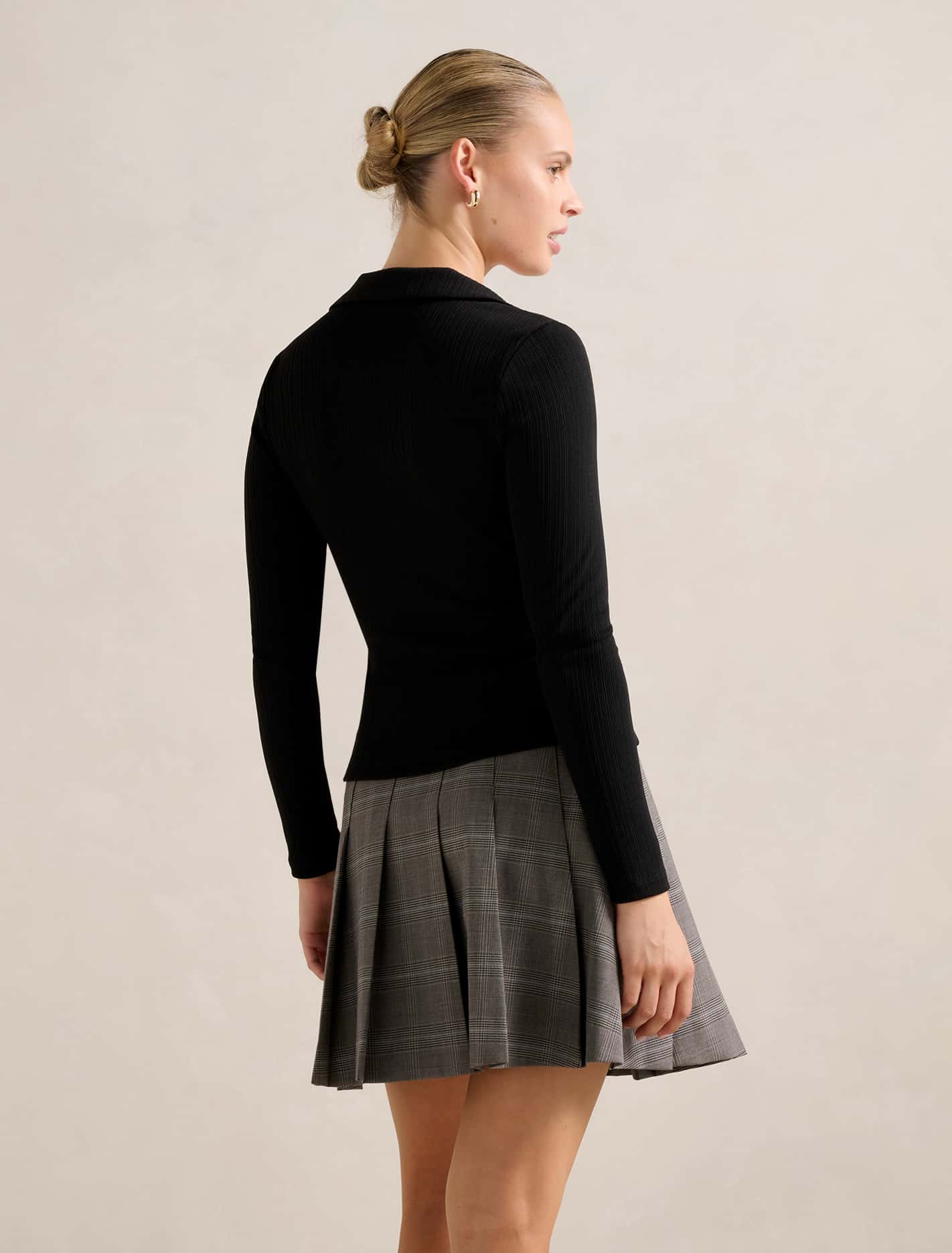 Shyla Pleated Mini Skirt Grey Check