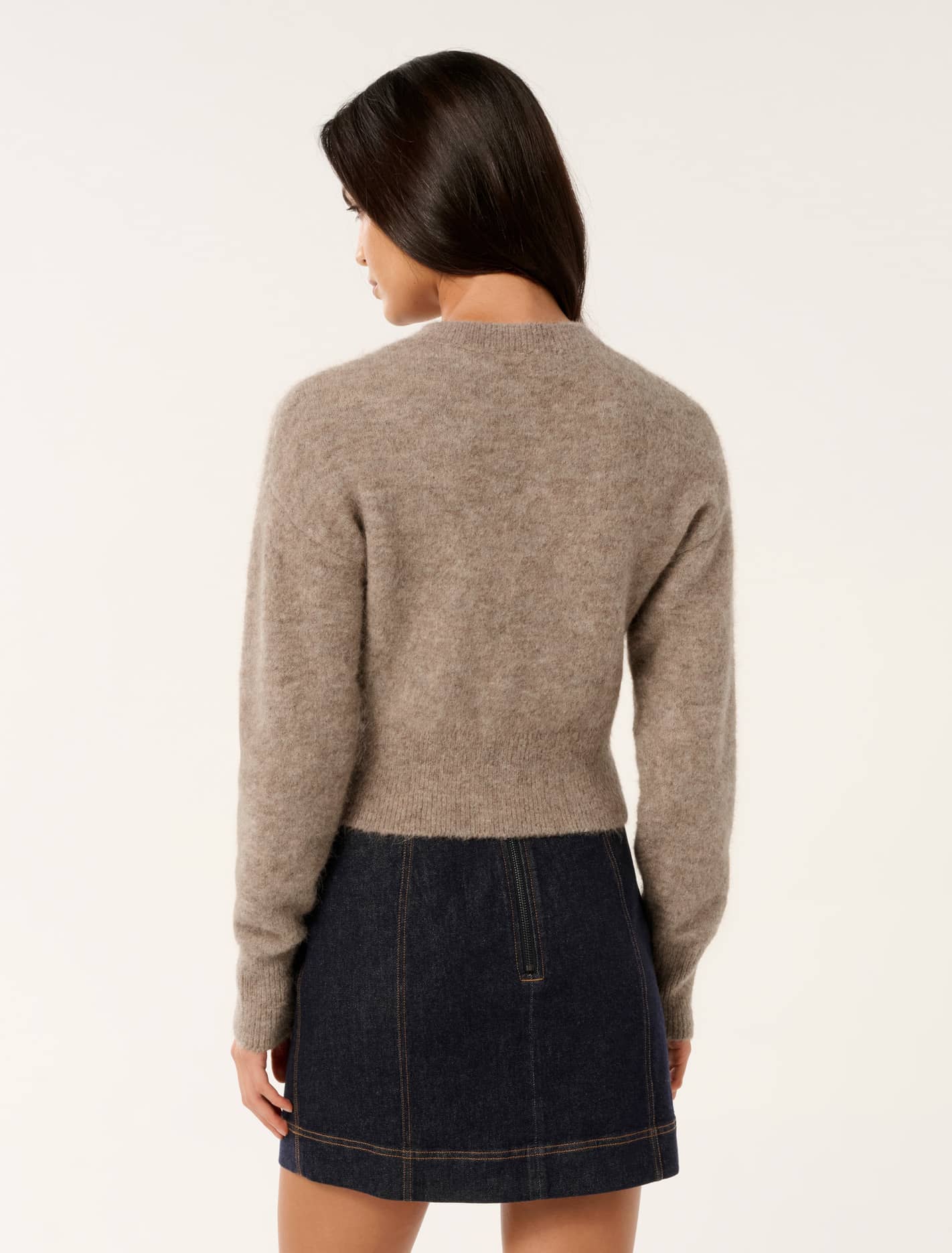 Rae Fluffy Knit Cardigan Soft Mocha