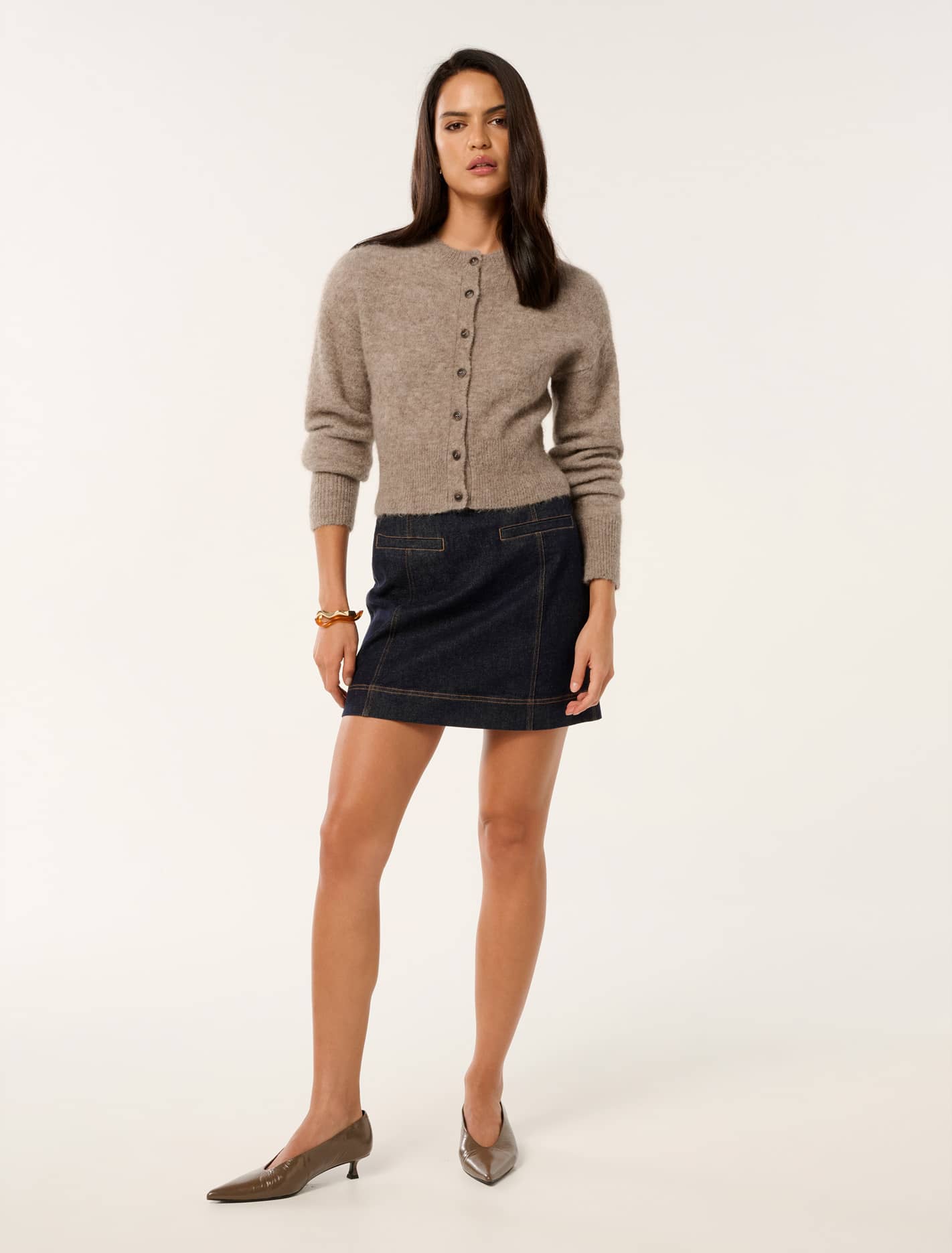 Rae Fluffy Knit Cardigan Soft Mocha