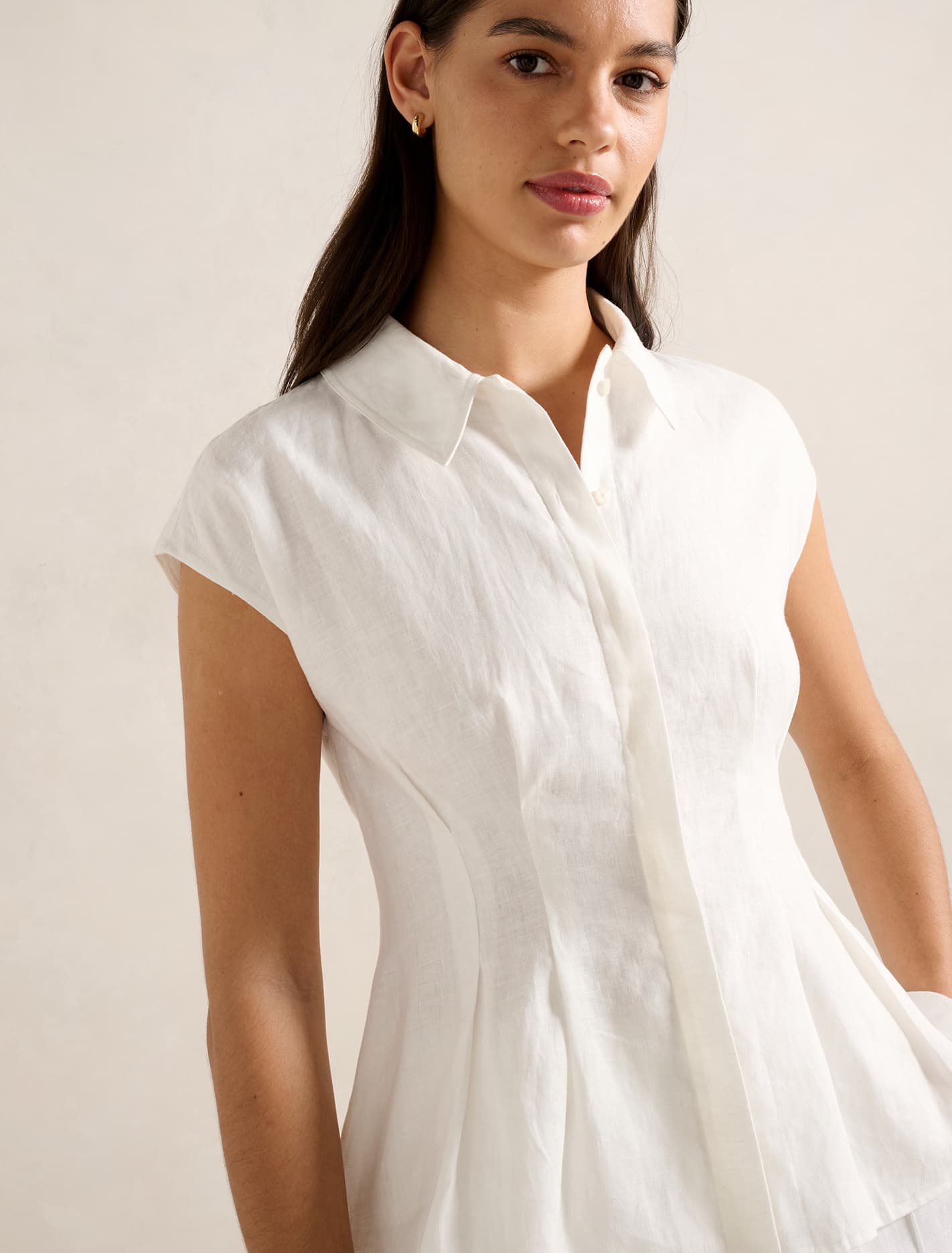 Carina Pleated Shirt Porcelain