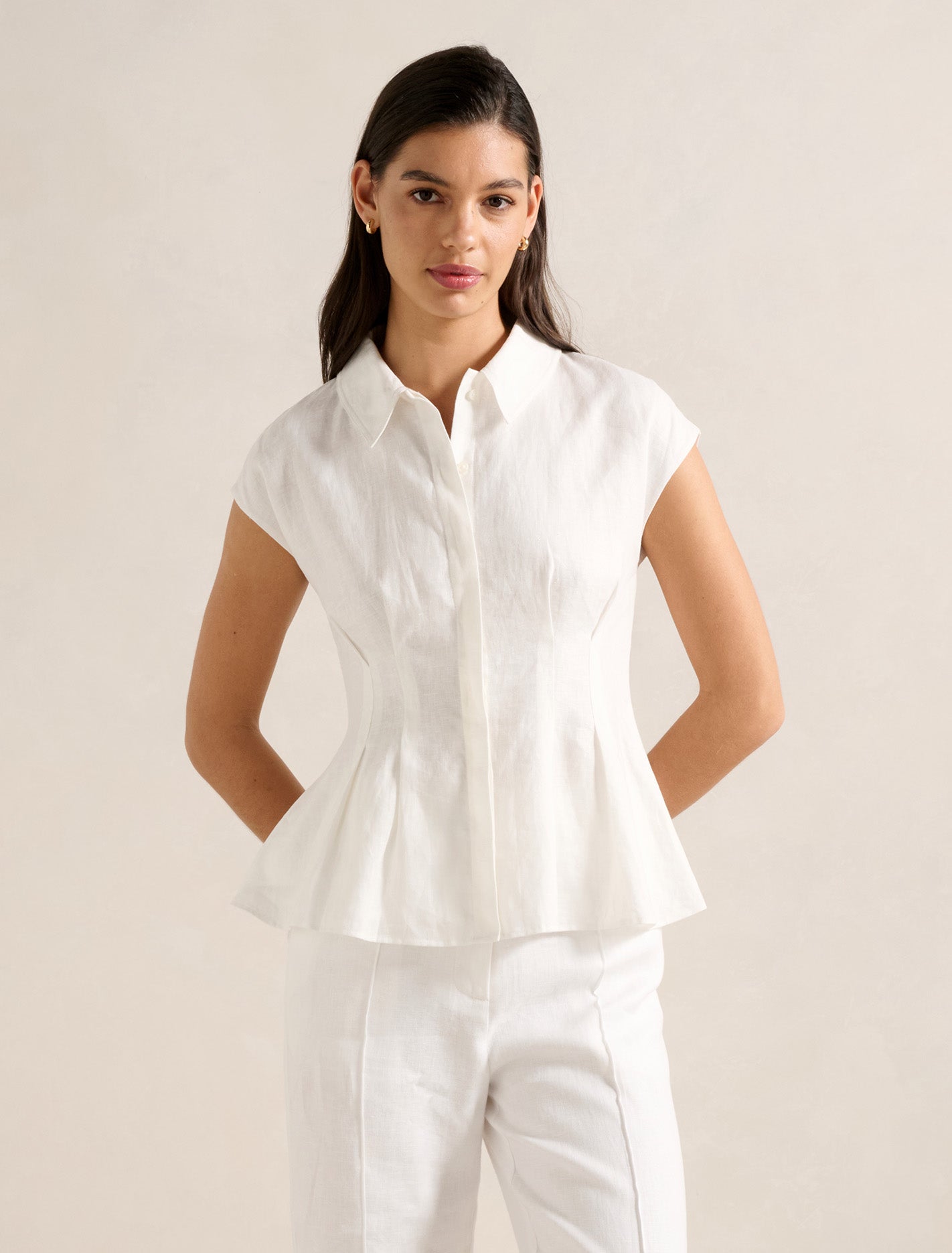 Carina Pleated Shirt Porcelain
