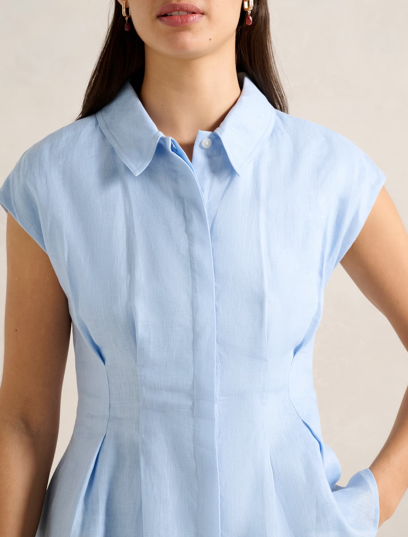 Carina Pleated Shirt Light Blue