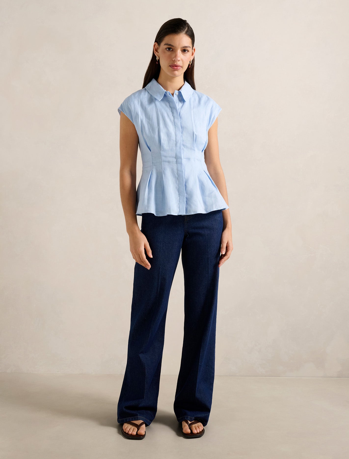 Carina Pleated Shirt Light Blue
