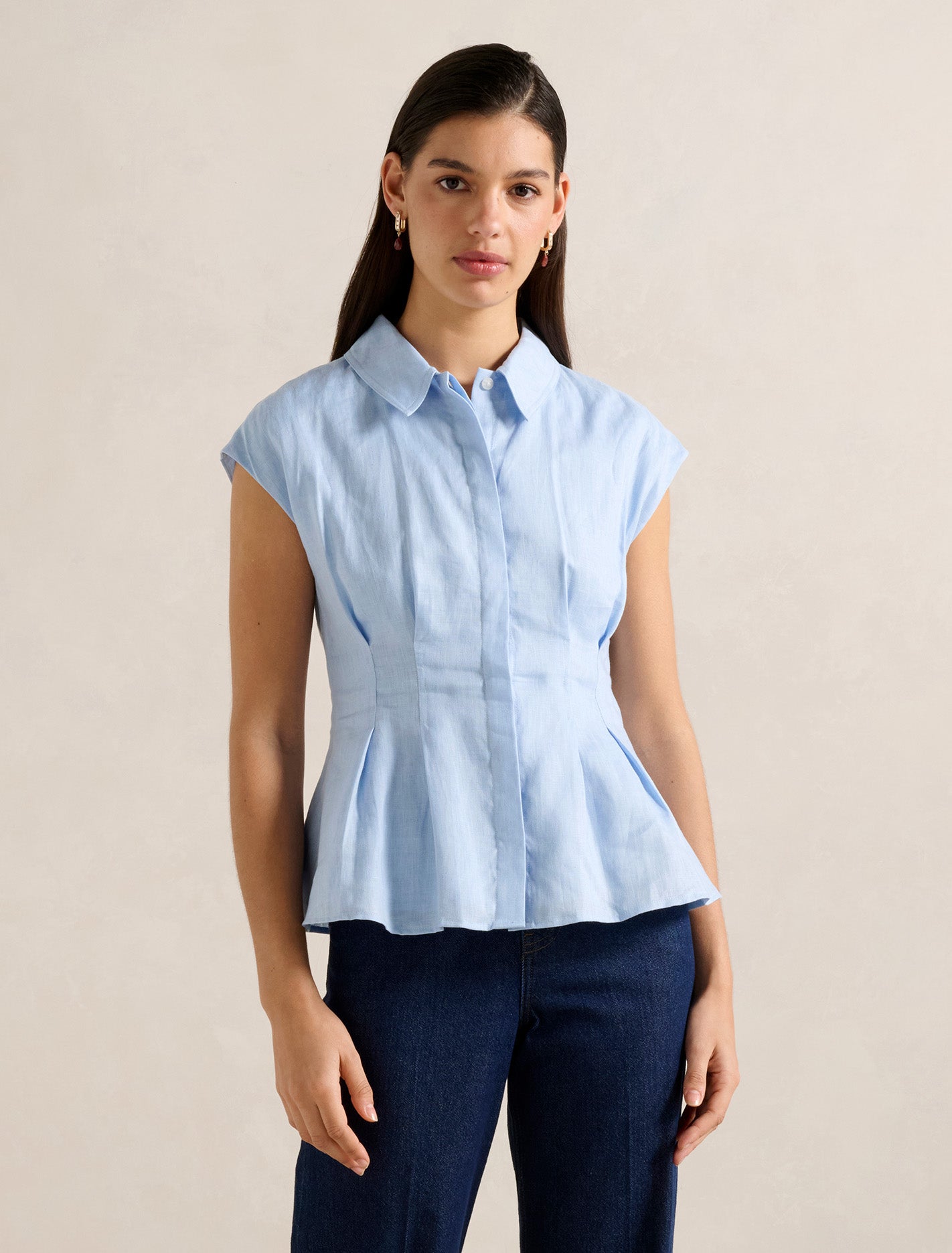 Carina Pleated Shirt Light Blue
