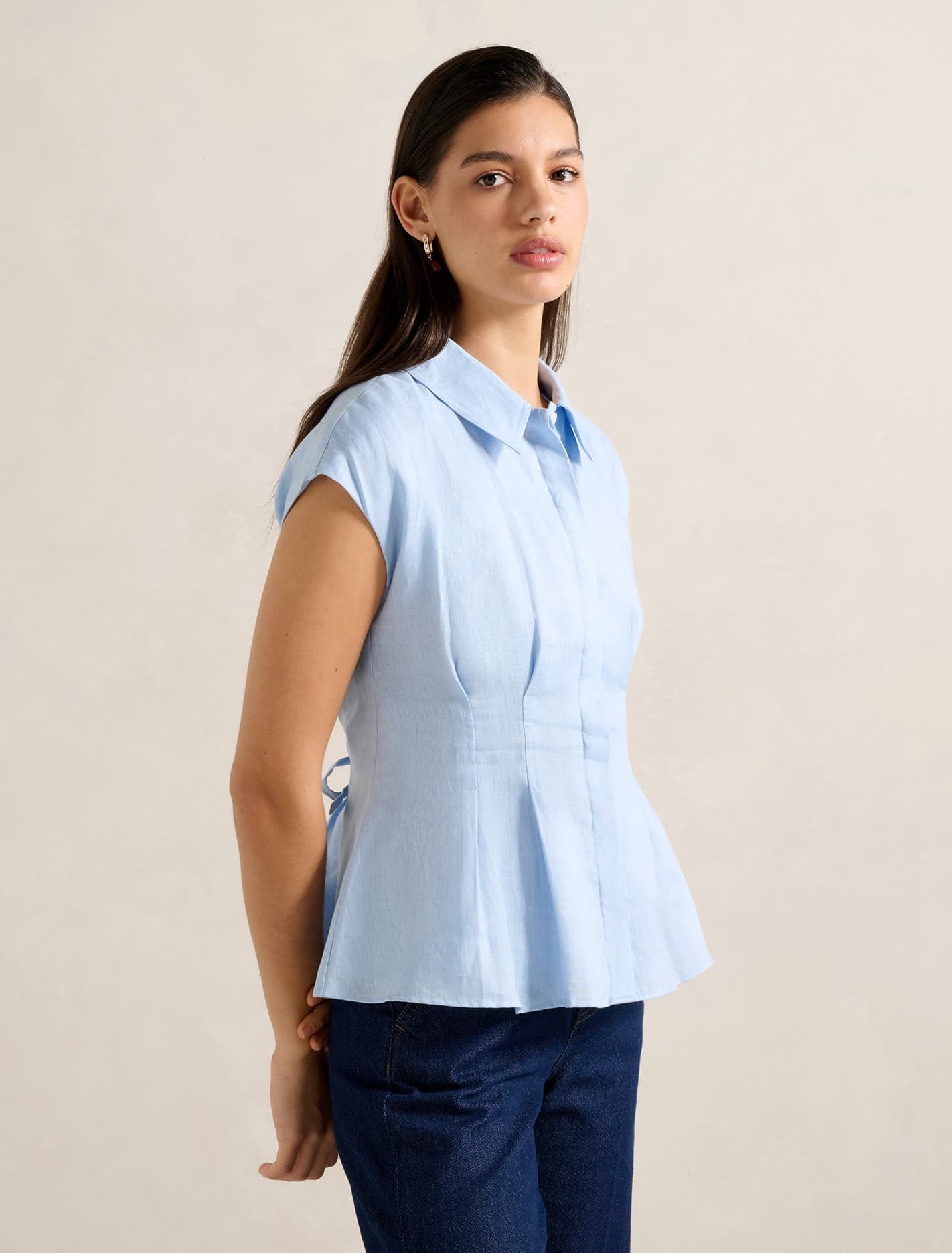 Carina Pleated Shirt Light Blue