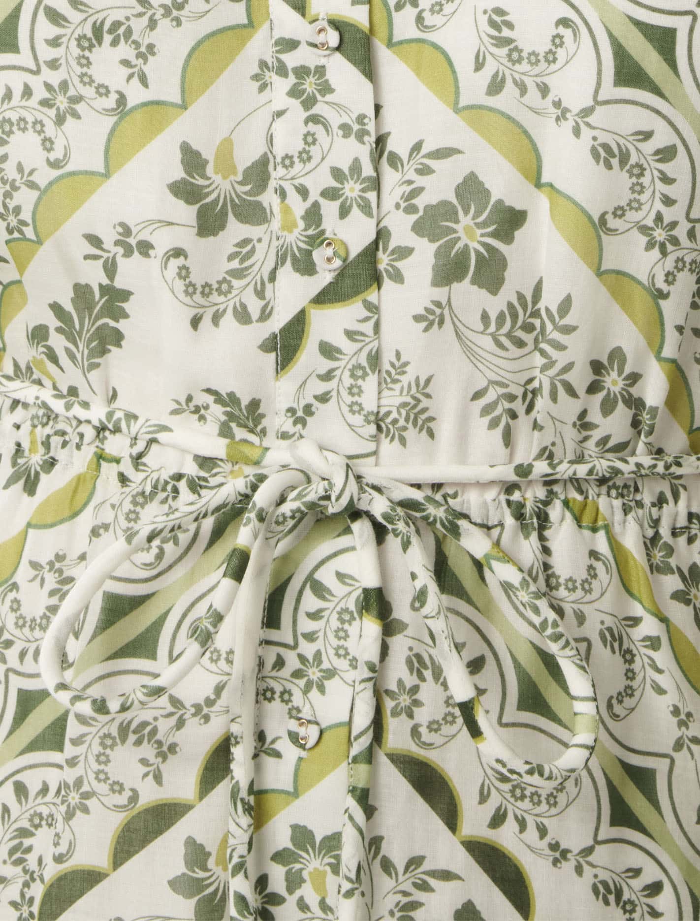 Penelope Curve Printed Midi Dress Green Penola Tile