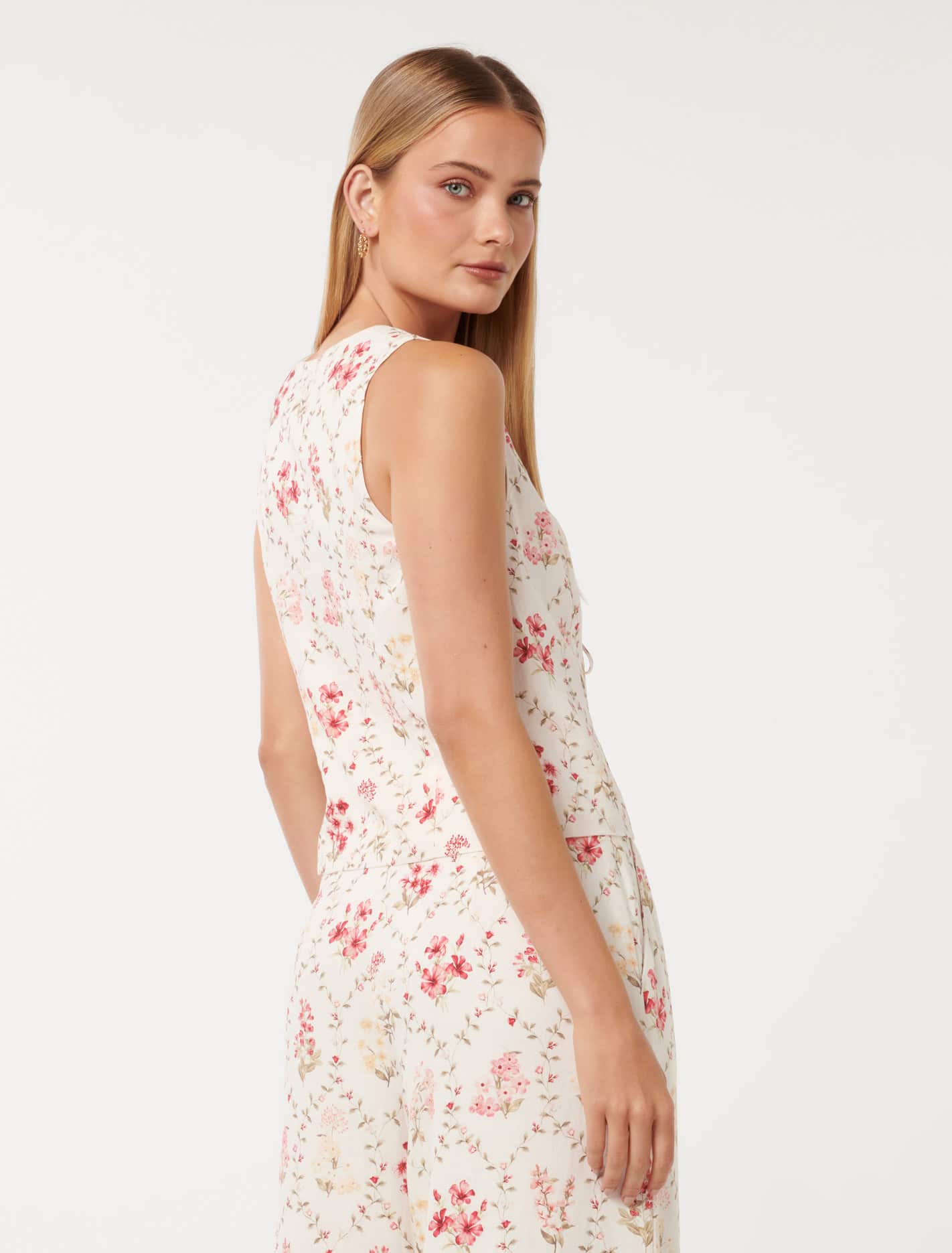 Erin Tie Front Waistcoat Garden Trellis Co-ord