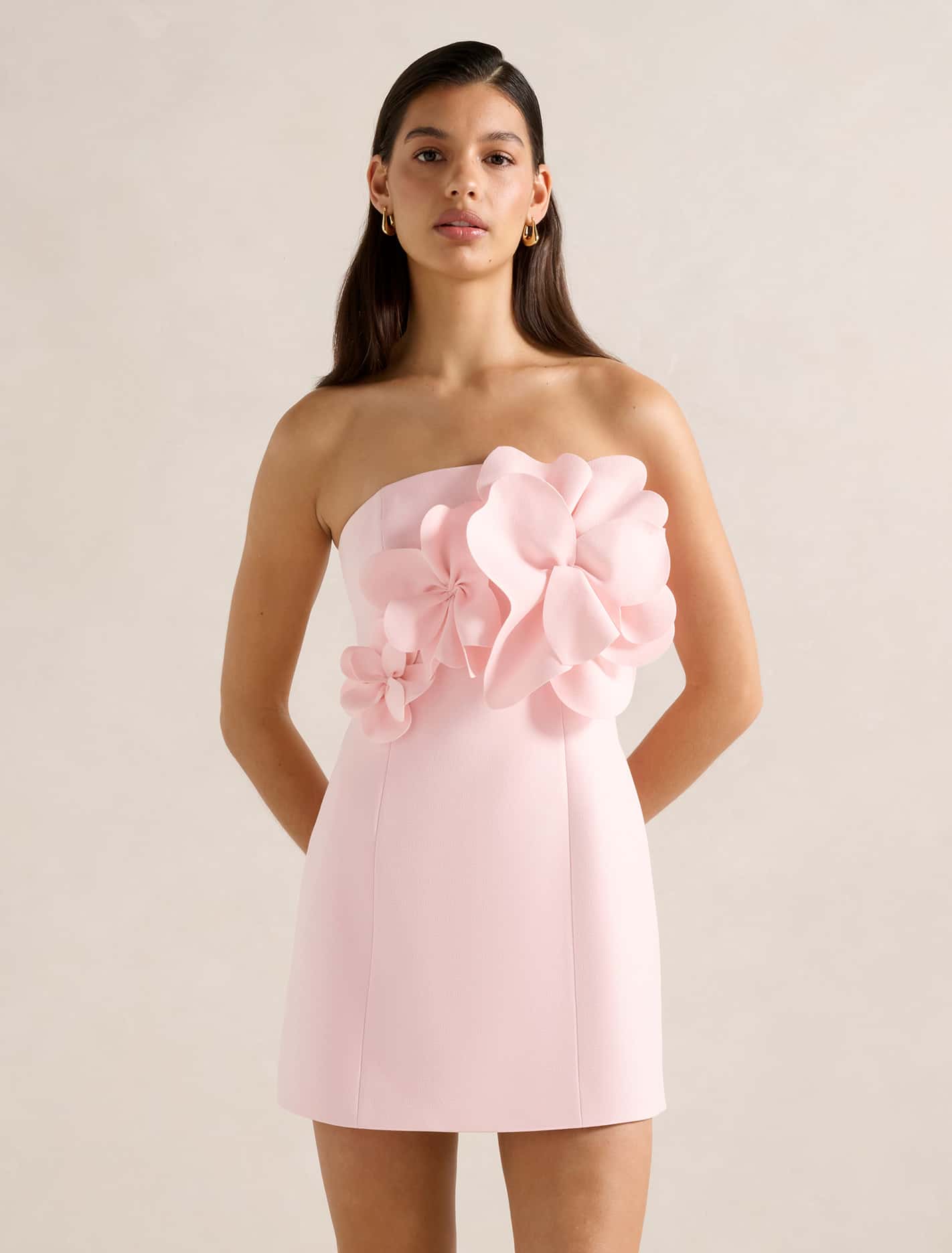 Tessa Flower Mini Dress Soft Pink