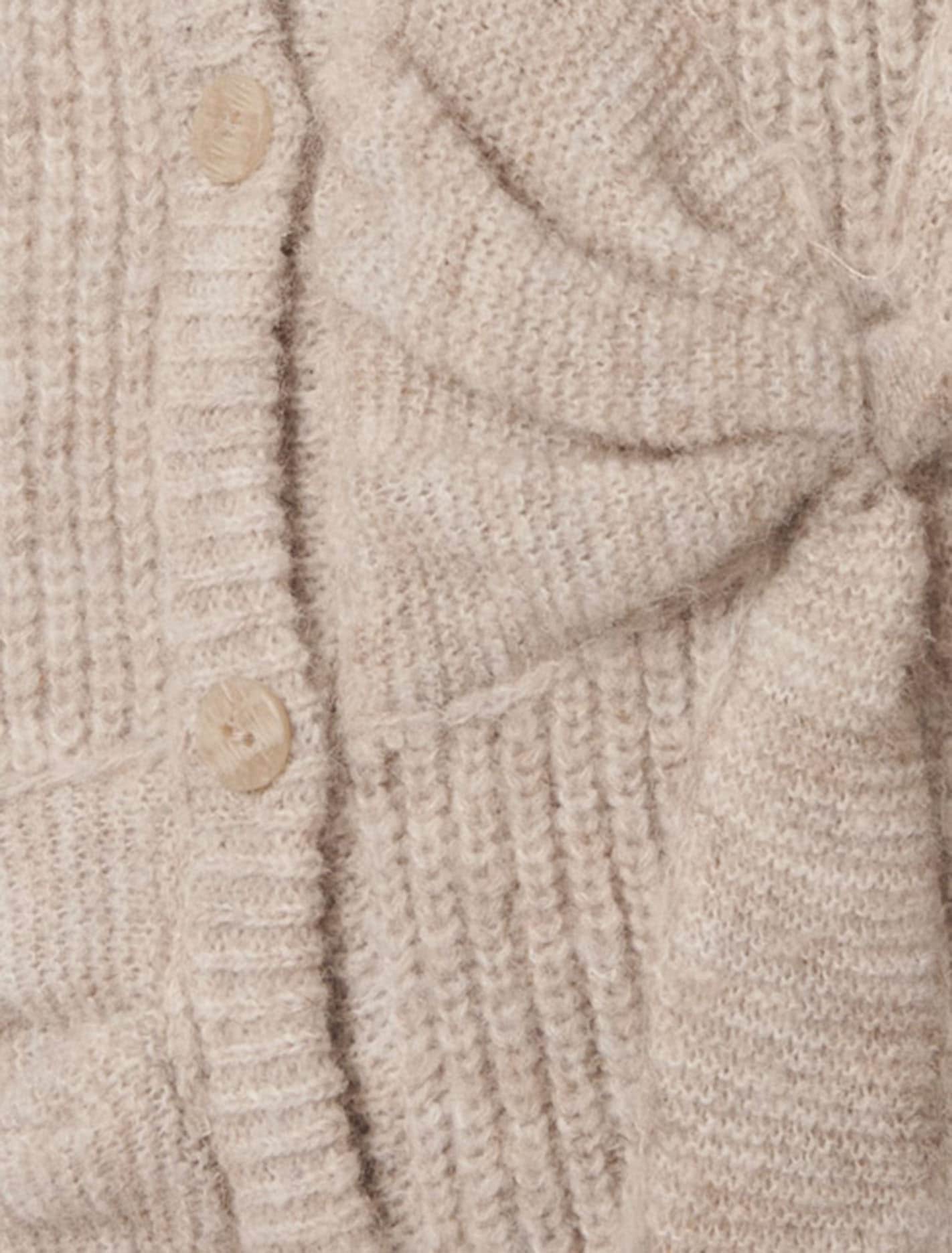 Nellie Girls Bow Knit Cardi Biscotti Marle
