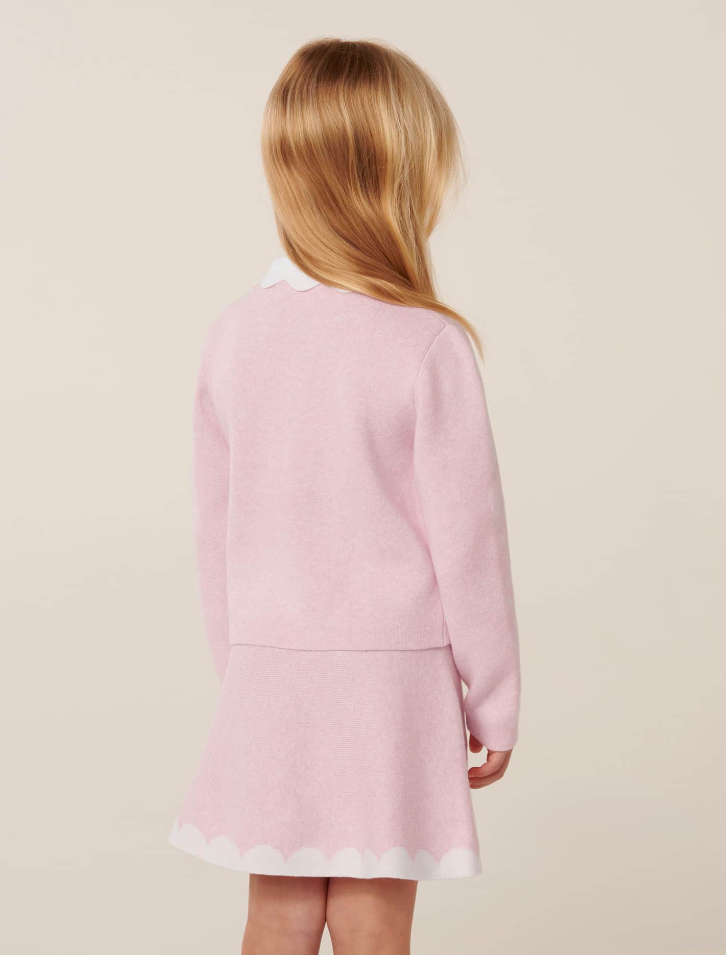 Miriam Girls Scallop Kn Skirt Light Pink Marle