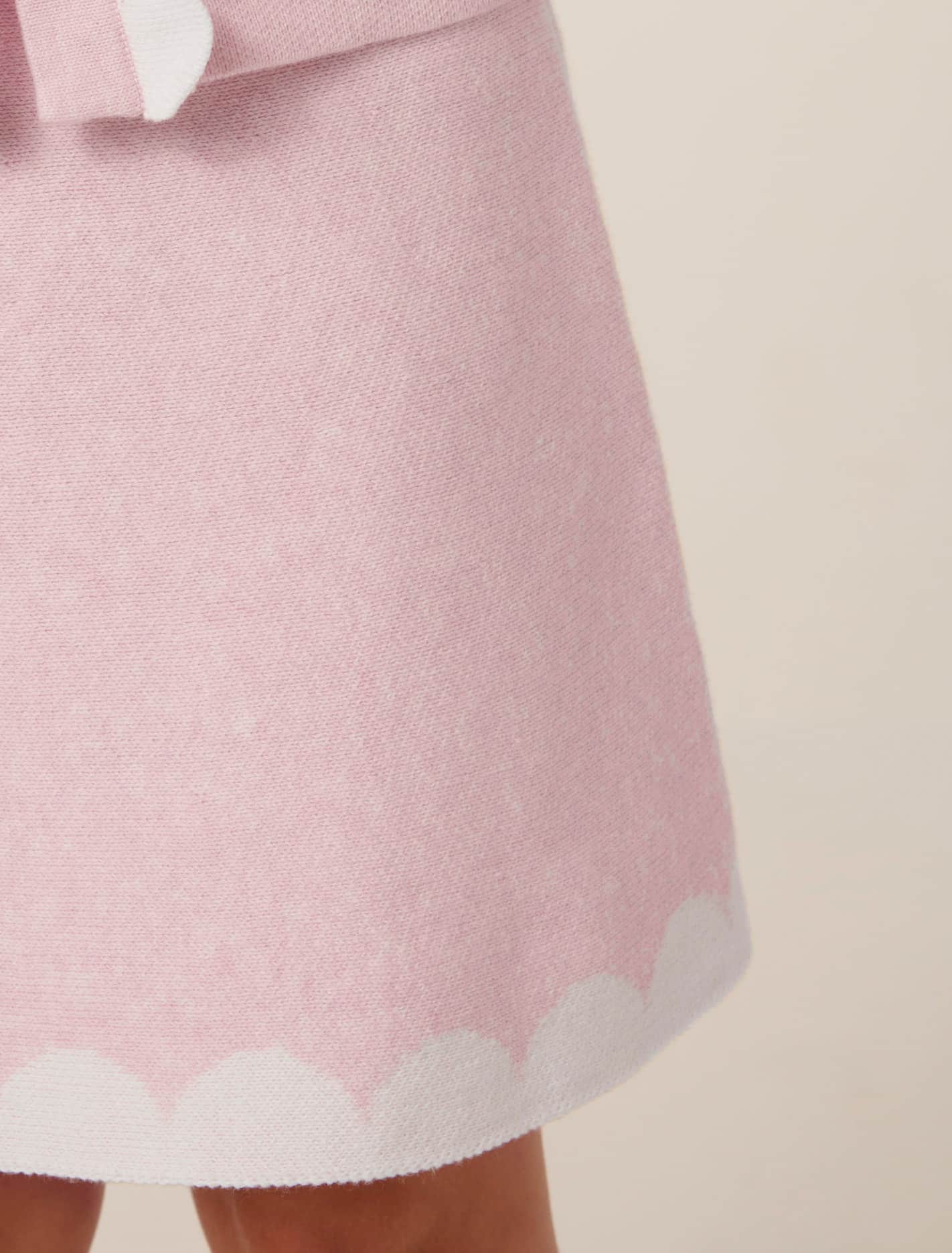 Miriam Girls Scallop Kn Skirt Light Pink Marle