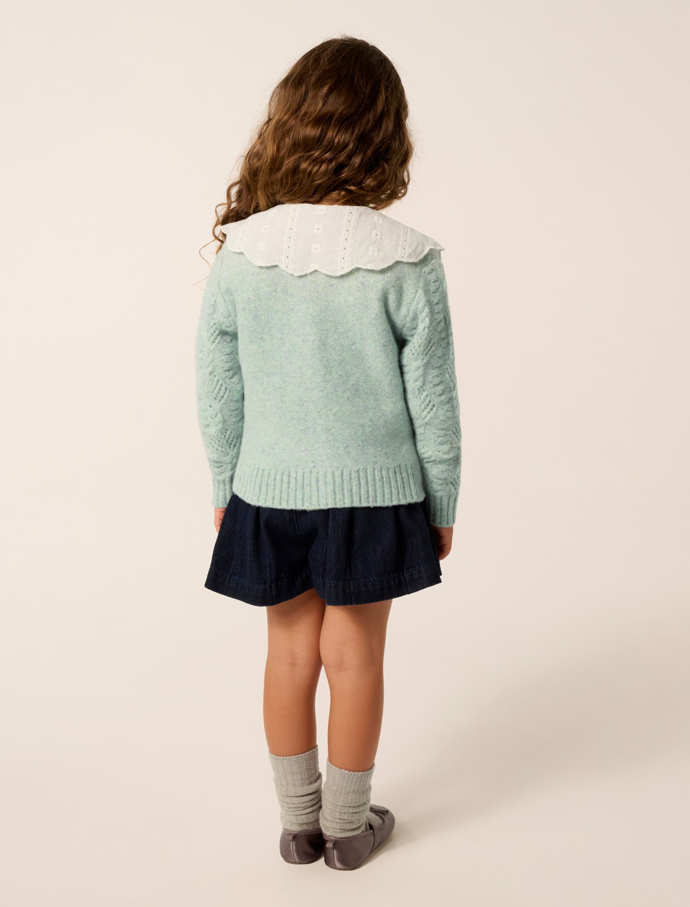 Dorothea Girls Cable Cardigan Sea Mist Marle