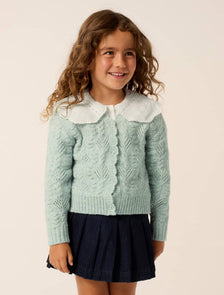 Dorothea Girls Cable Cardigan Sea Mist Marle
