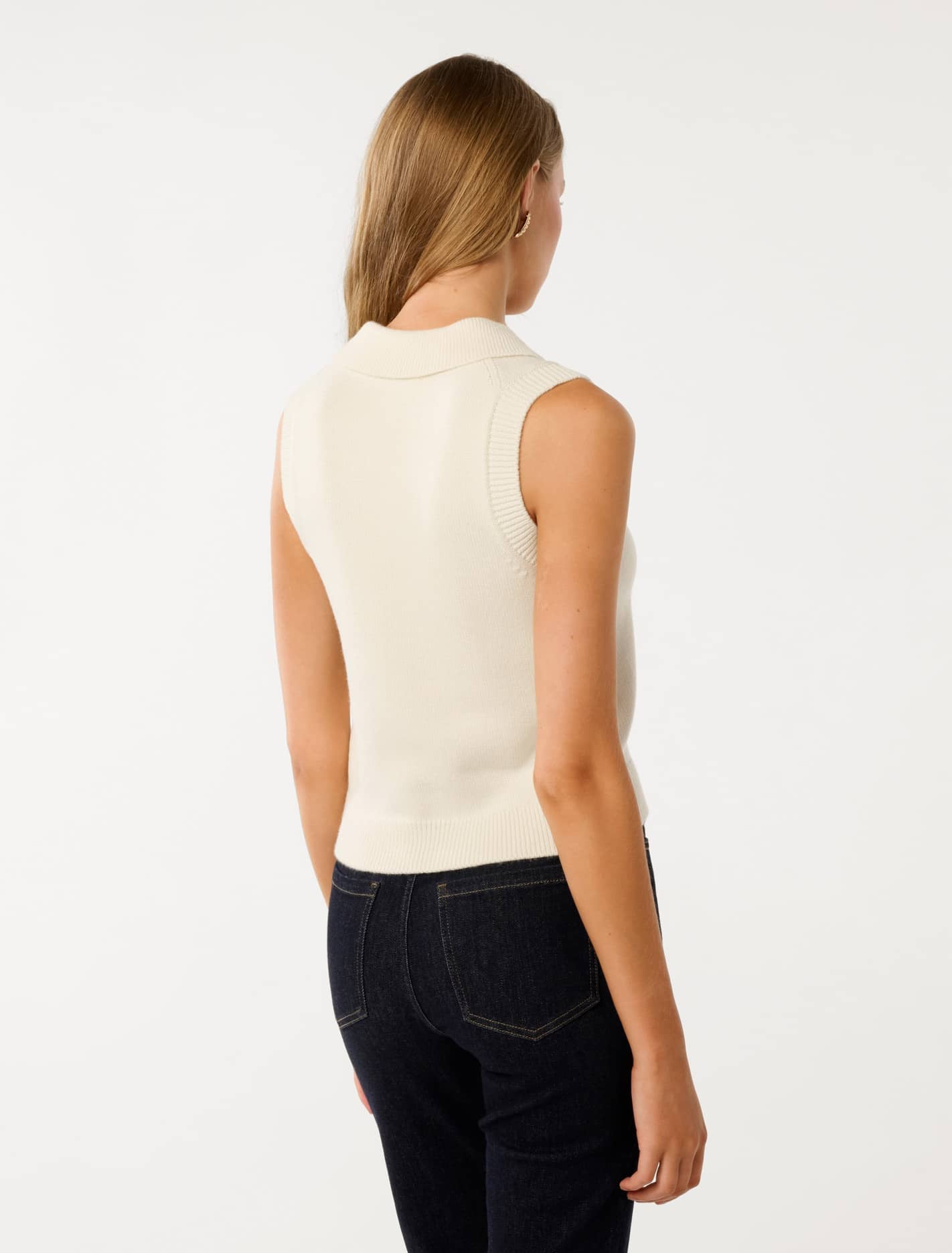 Ashlyn Button Collar Vest Cream