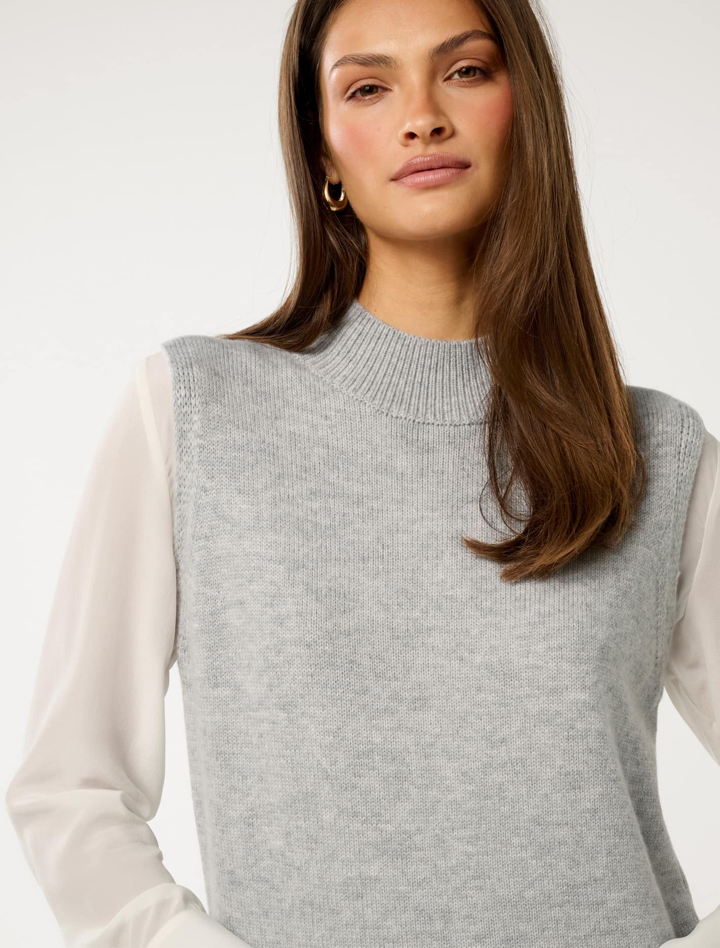 Fern High Neck Vest Light Grey