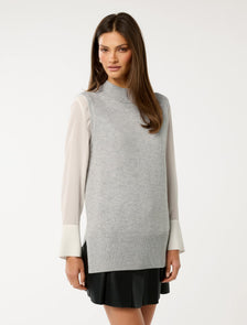 Fern High Neck Vest Light Grey