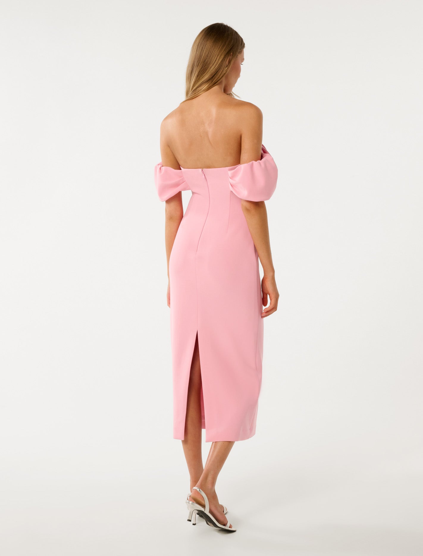 Jacinta Off-Shoulder Bodycon Midi Dress Prism Pink