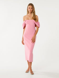 Jacinta Off-Shoulder Bodycon Midi Dress Prism Pink