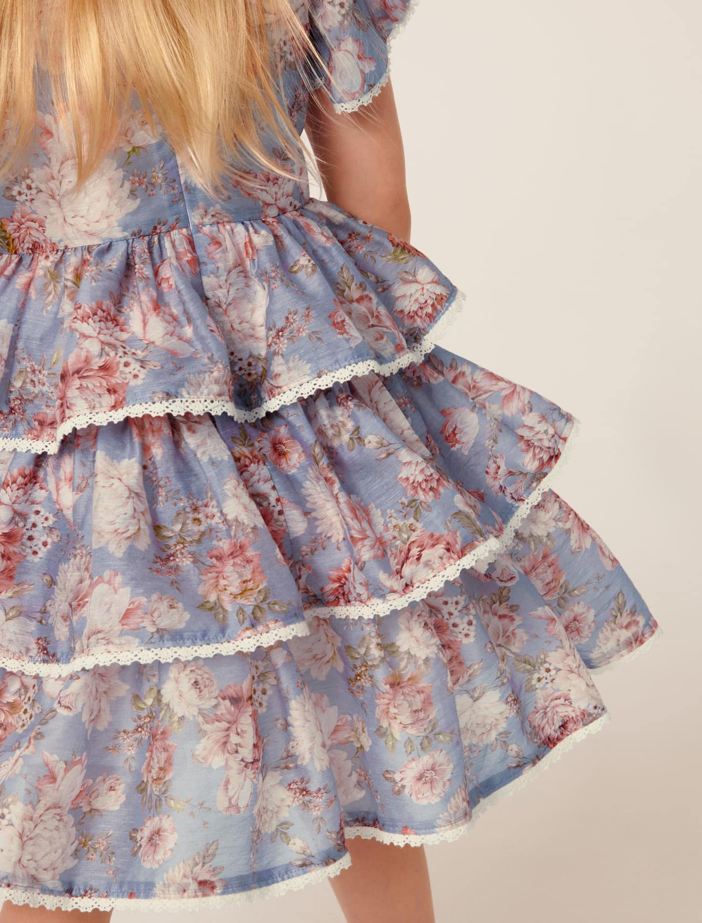 Odette Girls Tiered Mini Dress Blue Austin Floral