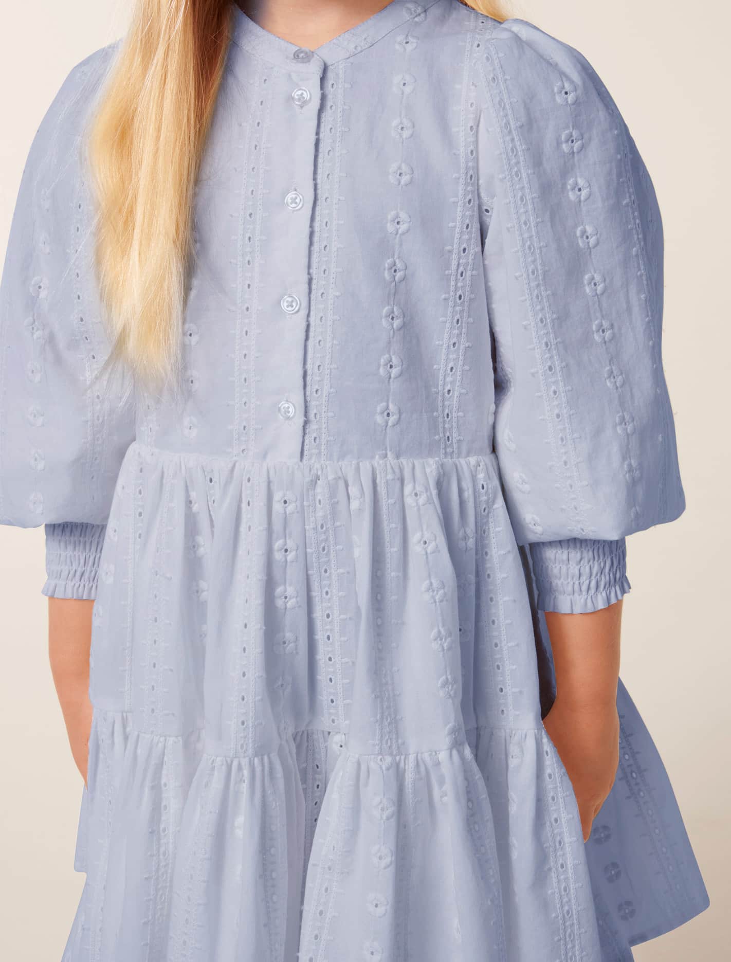 Goldie Girls Puff Sleeve Dress Pacific Blue