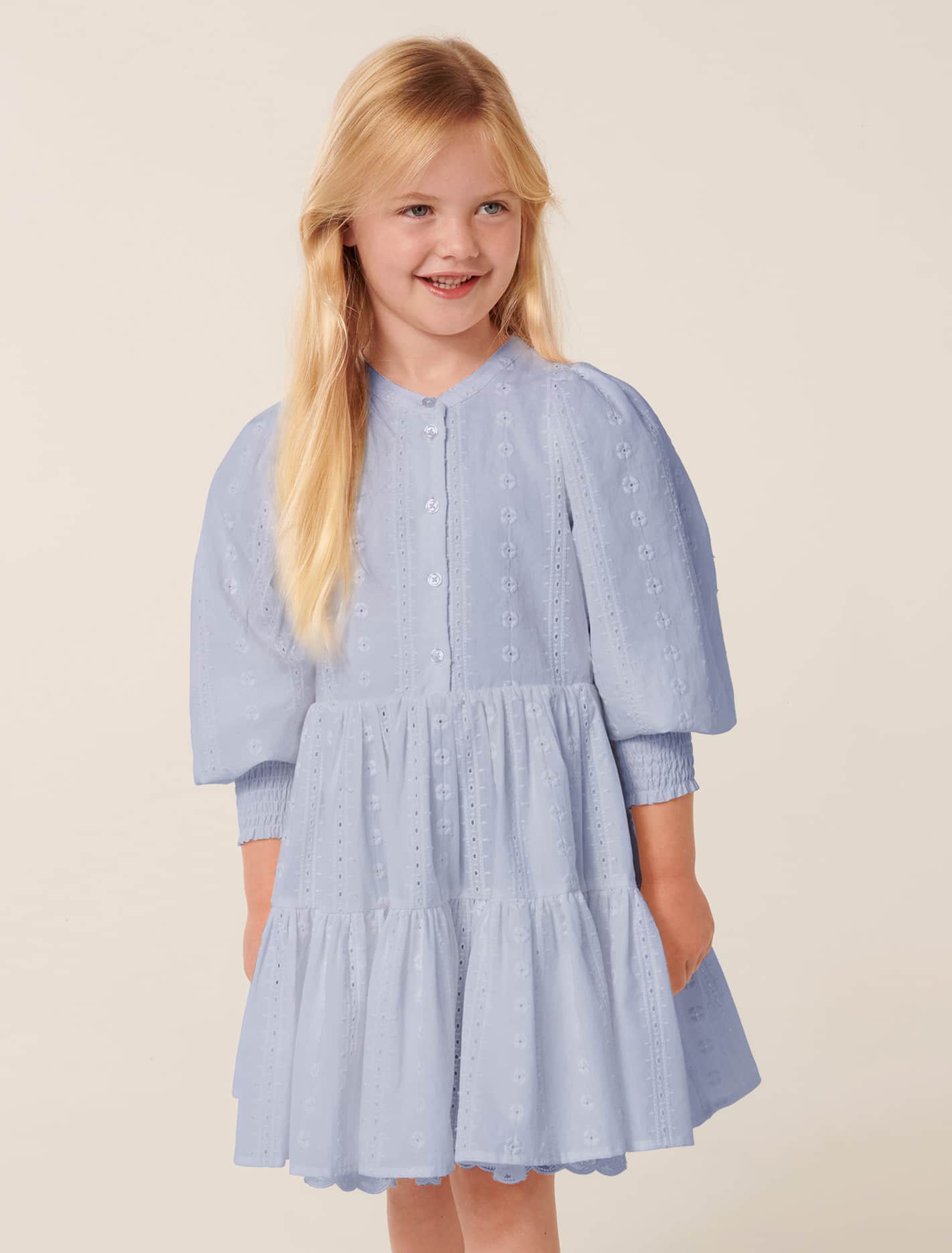 Goldie Girls Puff Sleeve Dress Pacific Blue