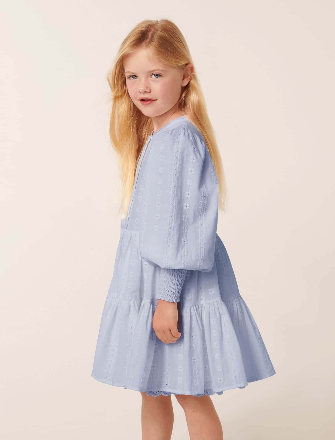 Goldie Girls Puff Sleeve Dress Pacific Blue