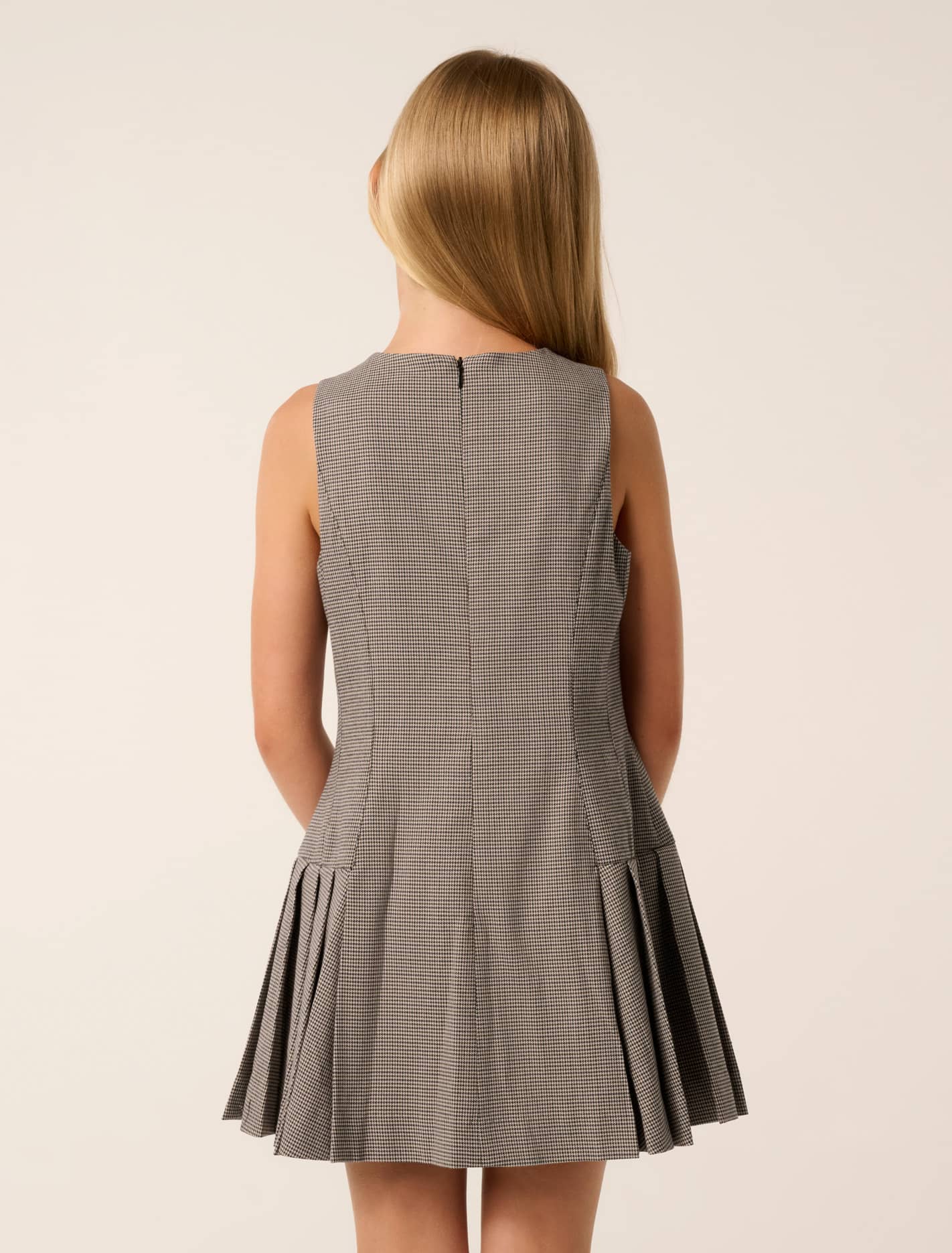 Misty Teen Pleat Dress Mocha Check