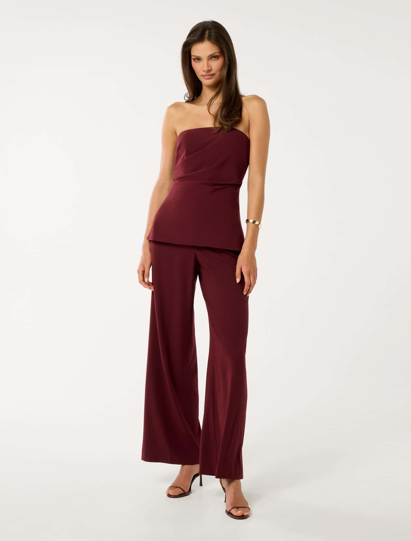 Hadley Gathered Bandeau Top Oxblood Red Suit