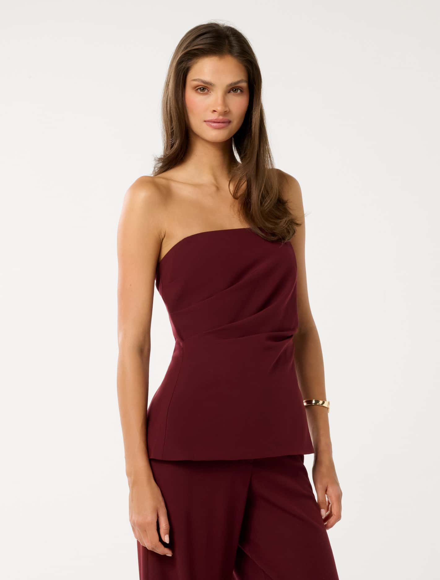 Hadley Gathered Bandeau Top Oxblood Red Suit