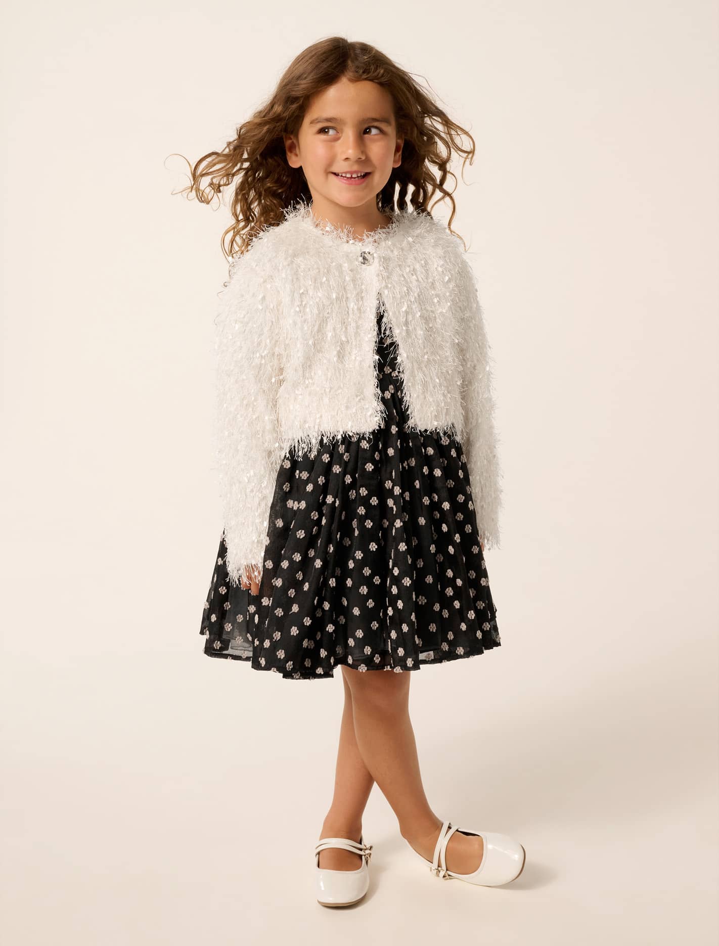 Heidi Girls Fringe Cropped Jacket White Cloud