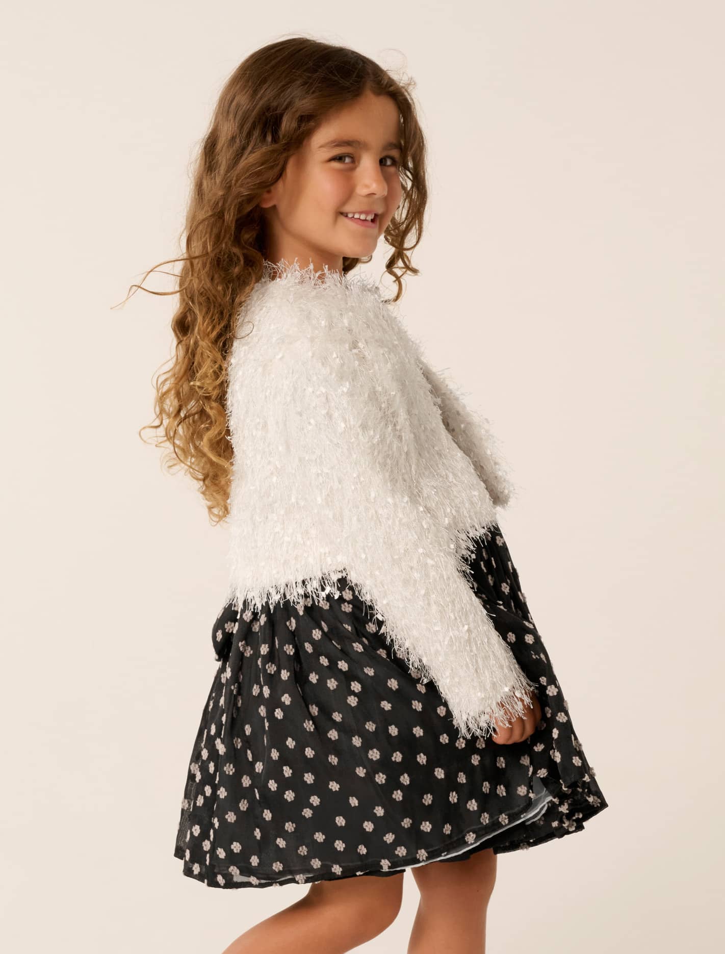 Heidi Girls Fringe Cropped Jacket White Cloud