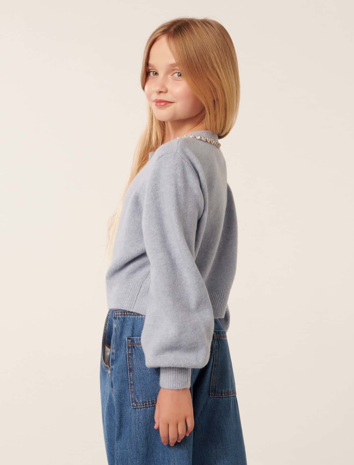 Violet Teen Jewel Cardigan Powder Blue