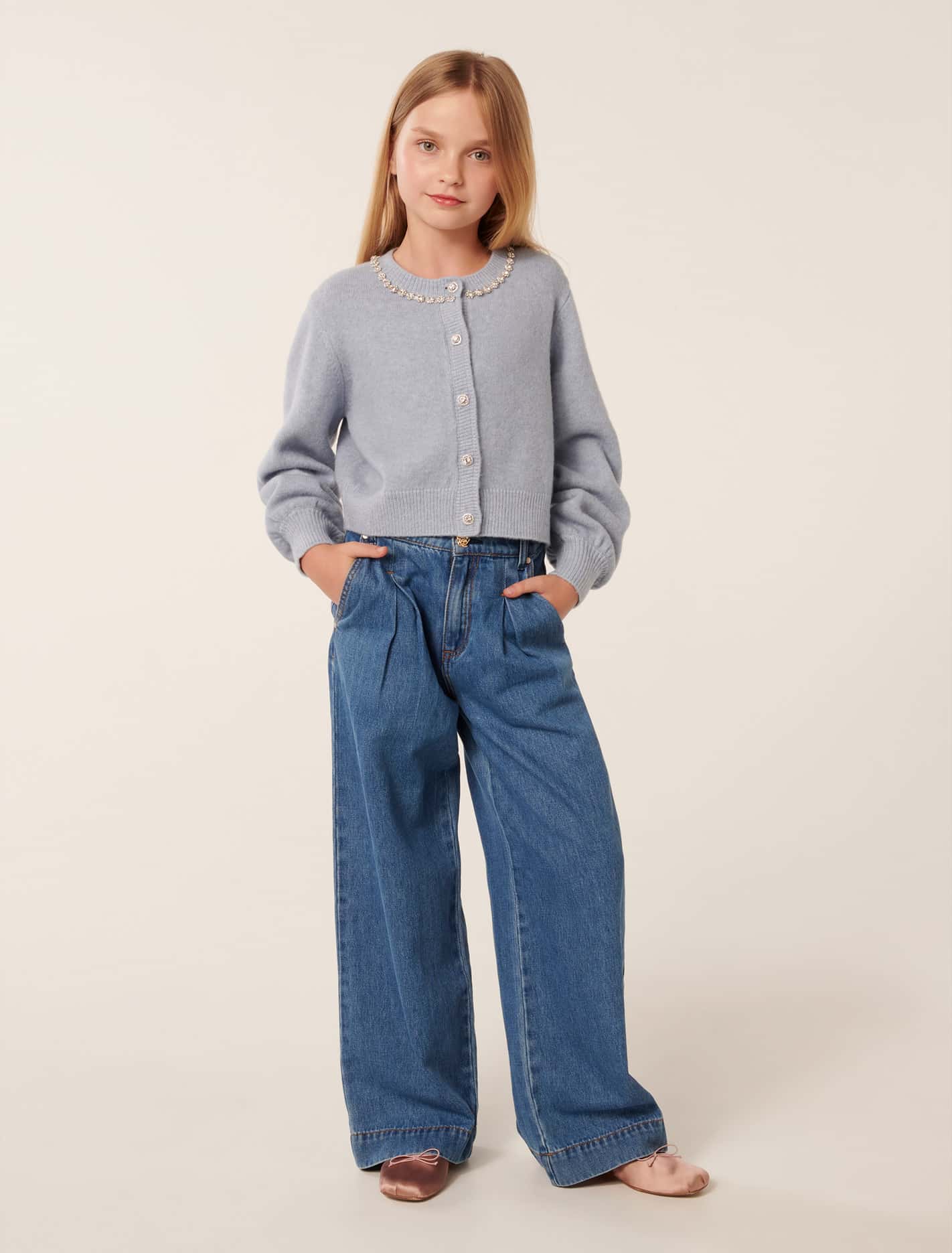 Violet Teen Jewel Cardigan Powder Blue