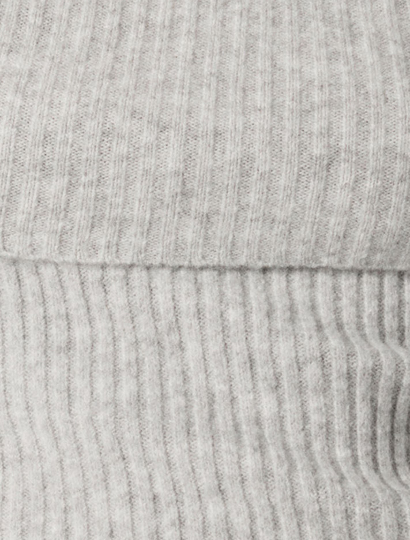Ashley Ribbed Knit Bardot Top Soft Grey
