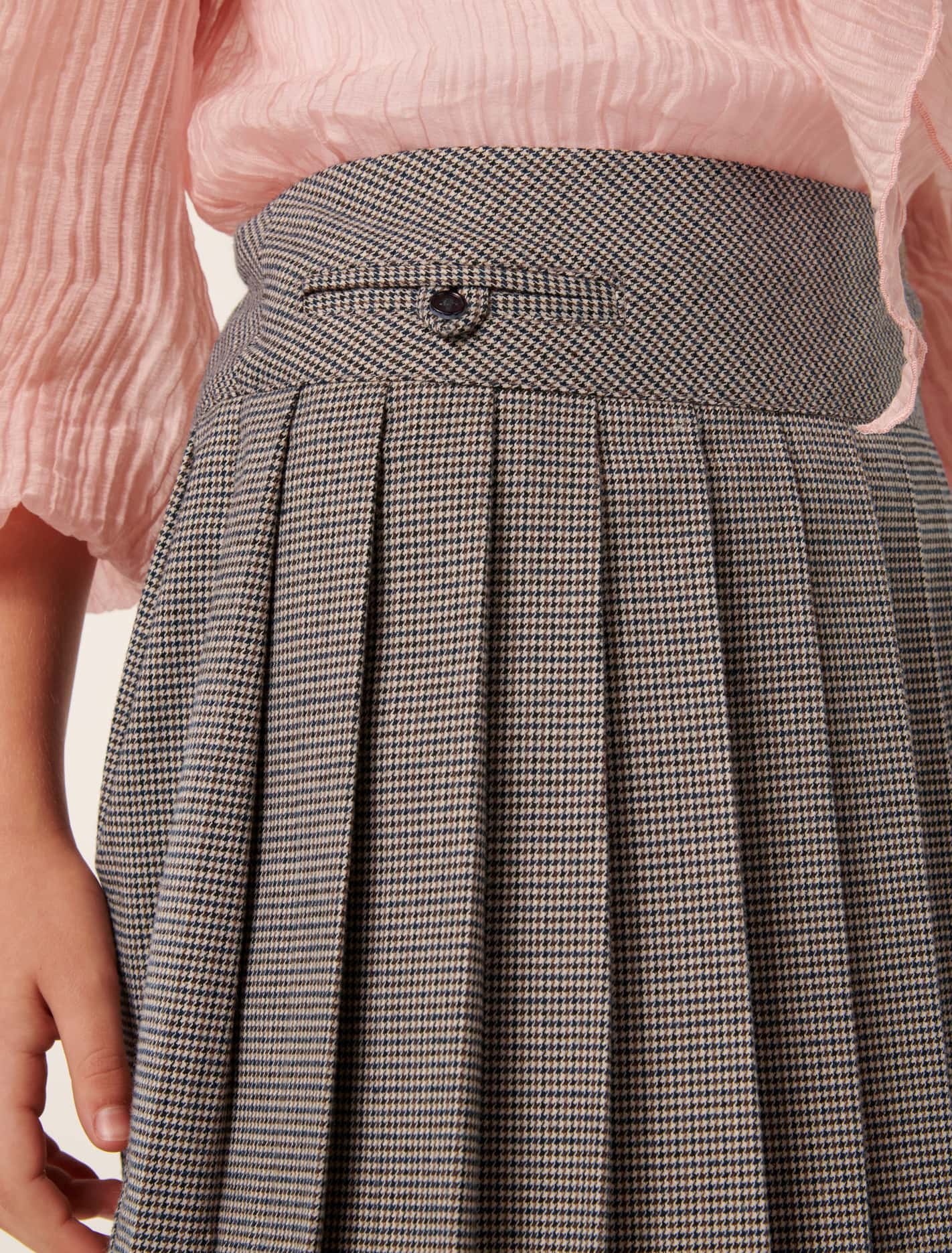 Alberta Teen Pleat Mini Skirt Mocha Check
