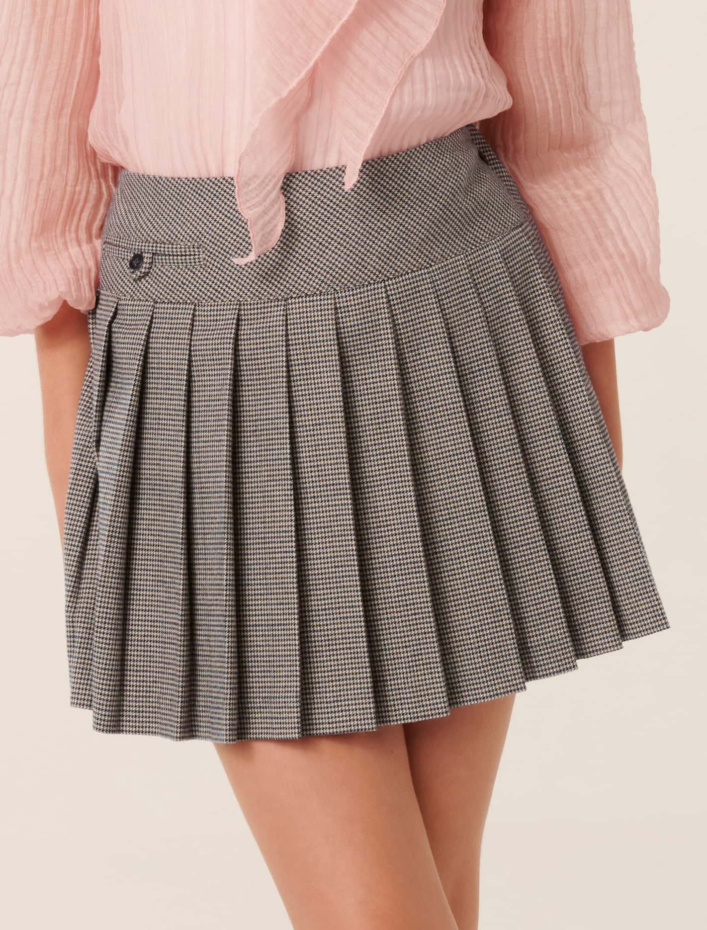 Alberta Teen Pleat Mini Skirt Mocha Check