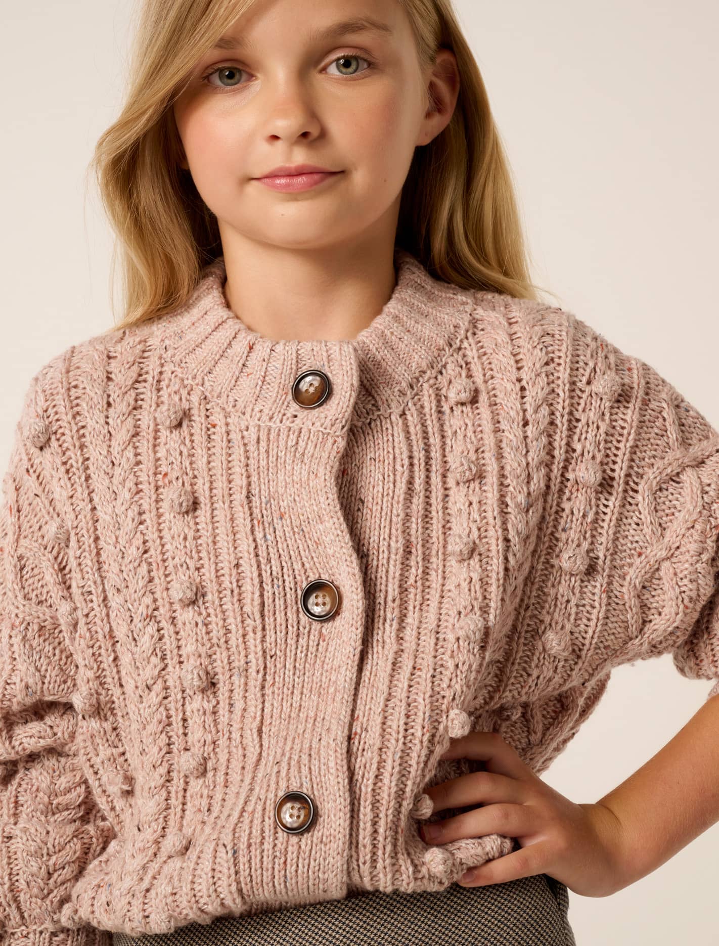 Maxine Teen Pom-Pom Cardigan Peach Glimmer