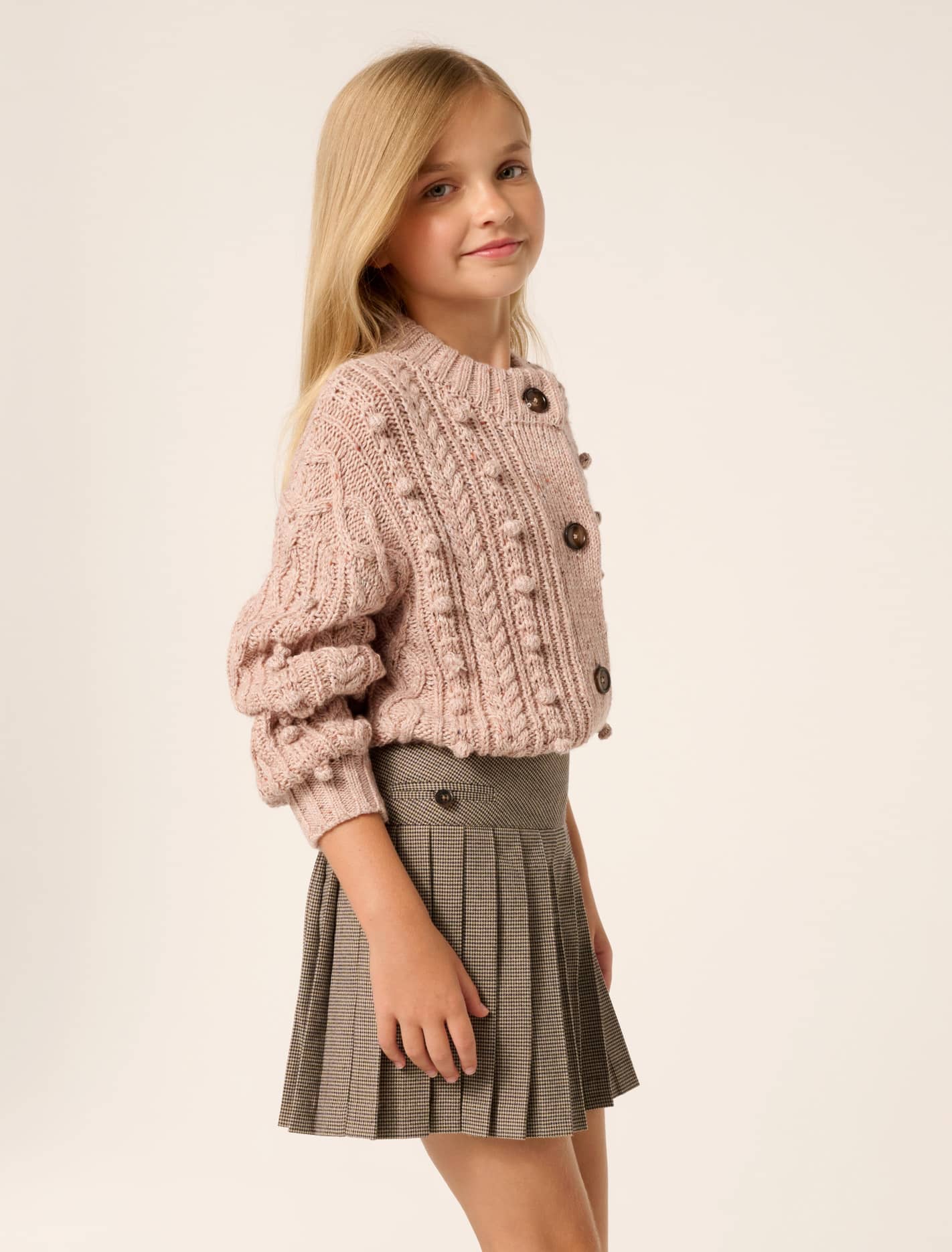 Maxine Teen Pom-Pom Cardigan Peach Glimmer
