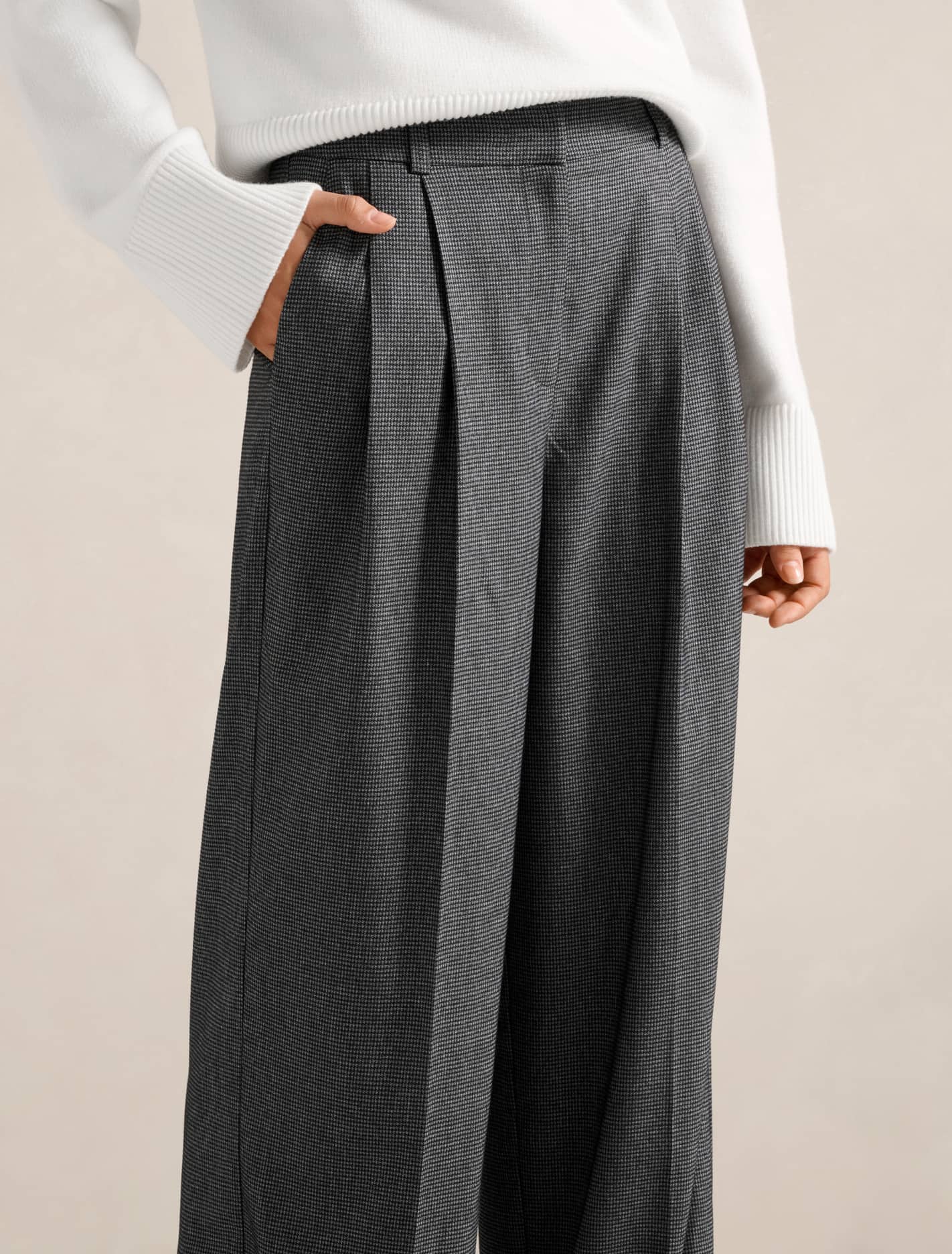 Eden Check Wide-Leg Pants Micro Check