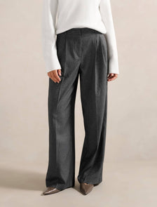 Eden Check Wide-Leg Pants Micro Check