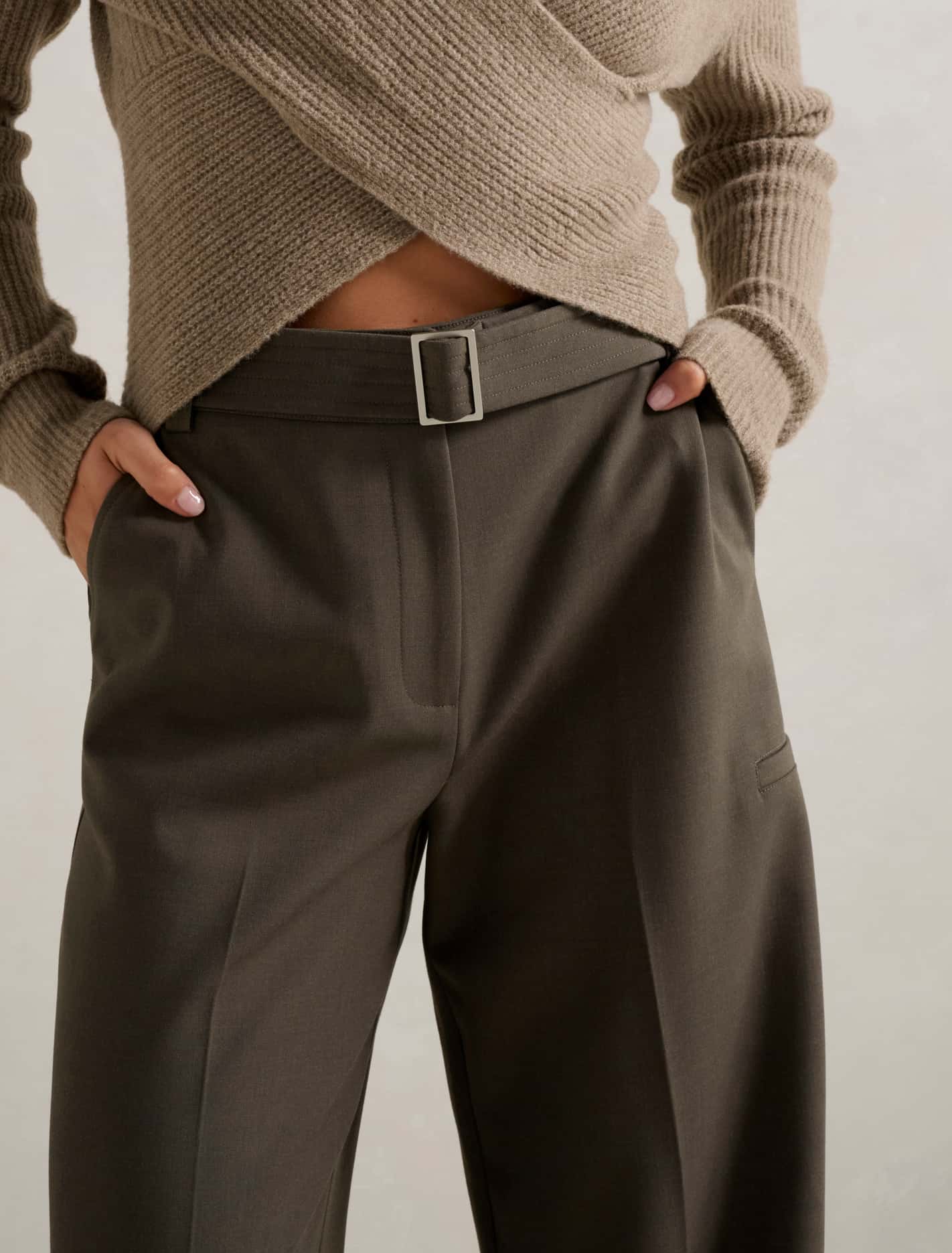 Odette Utility Wide-Leg Pants Slate Grey