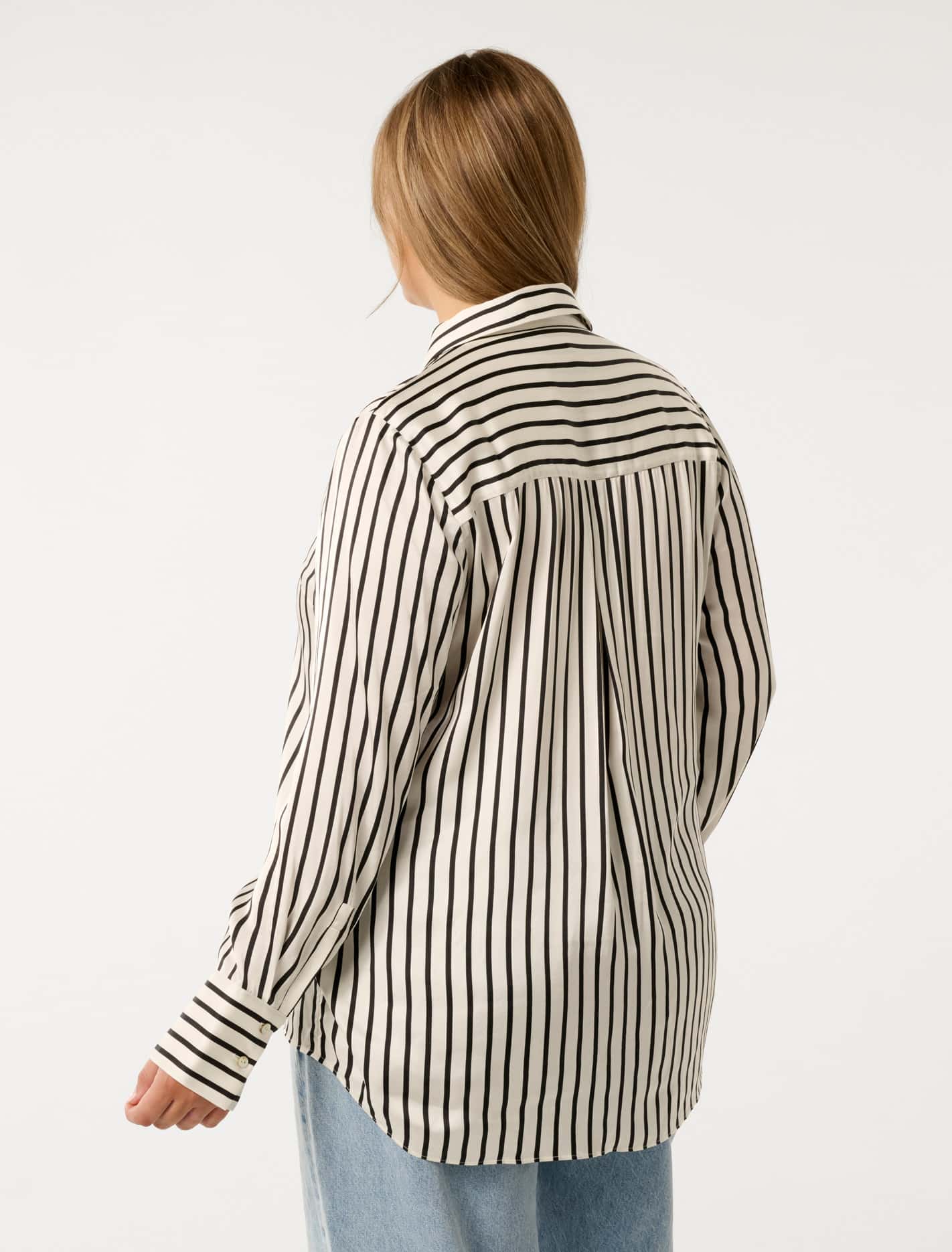 Coco Curve Satin Shirt Nera Stripe