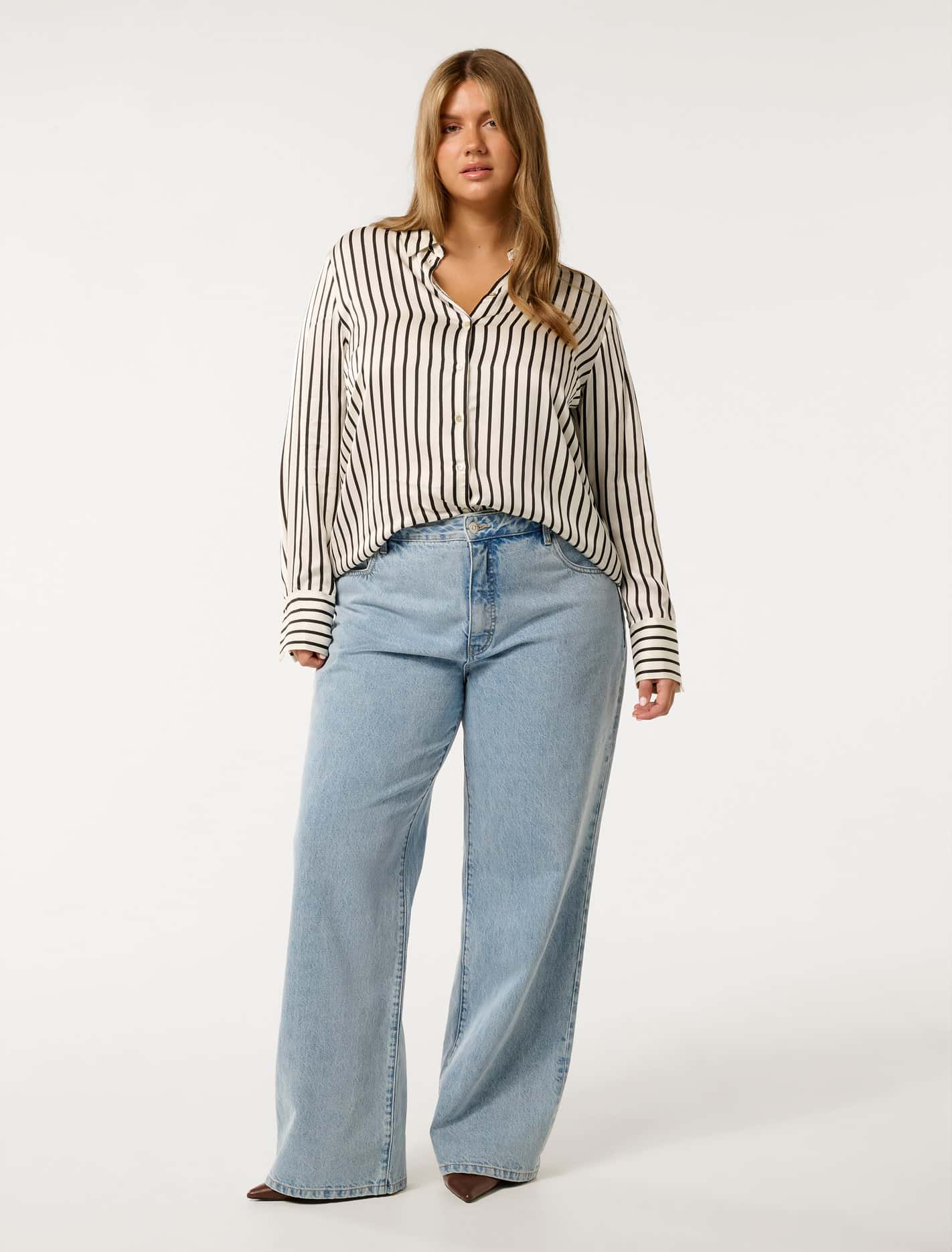 Coco Curve Satin Shirt Nera Stripe